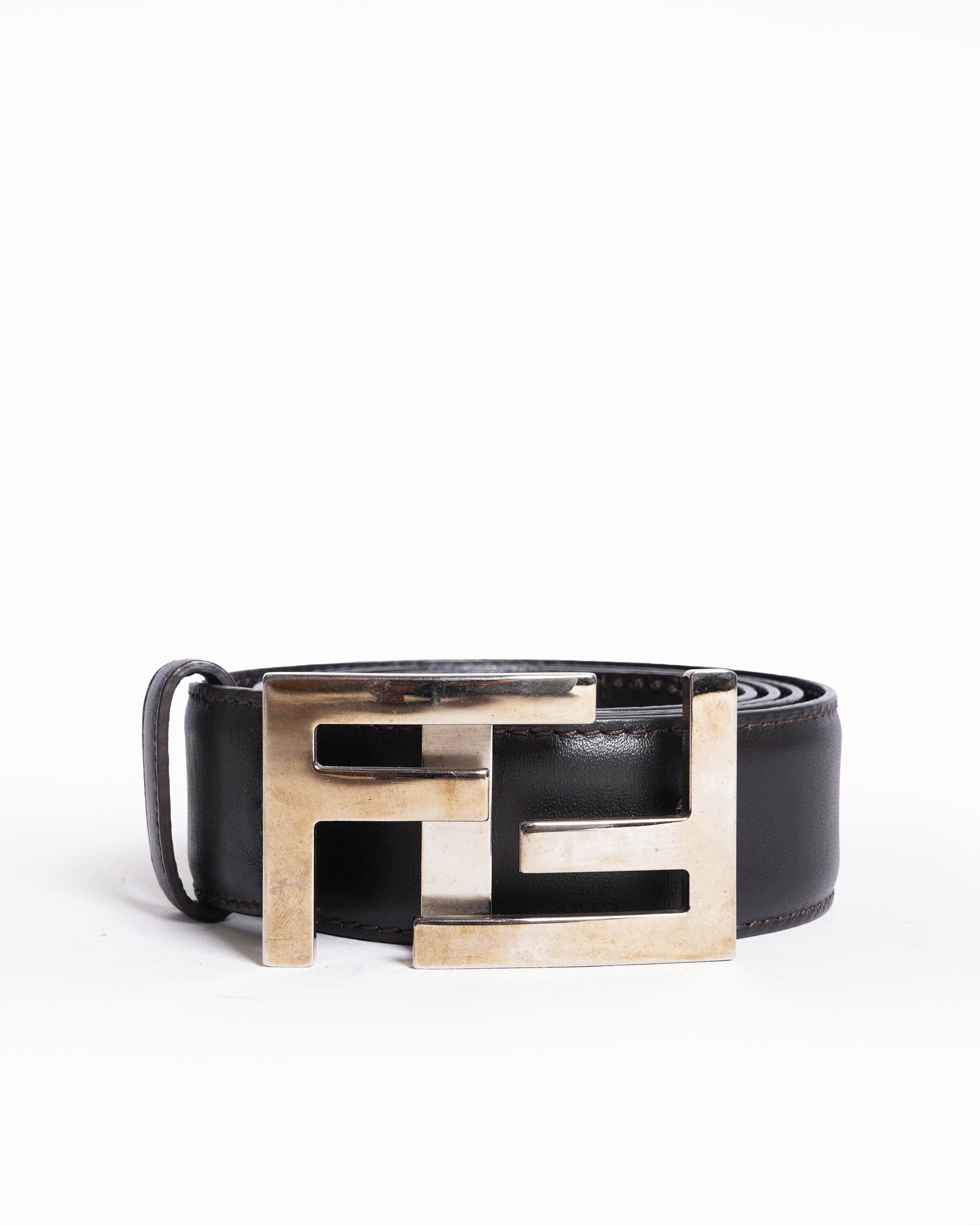 Fendi women's Leather Squared FF Logo Belt