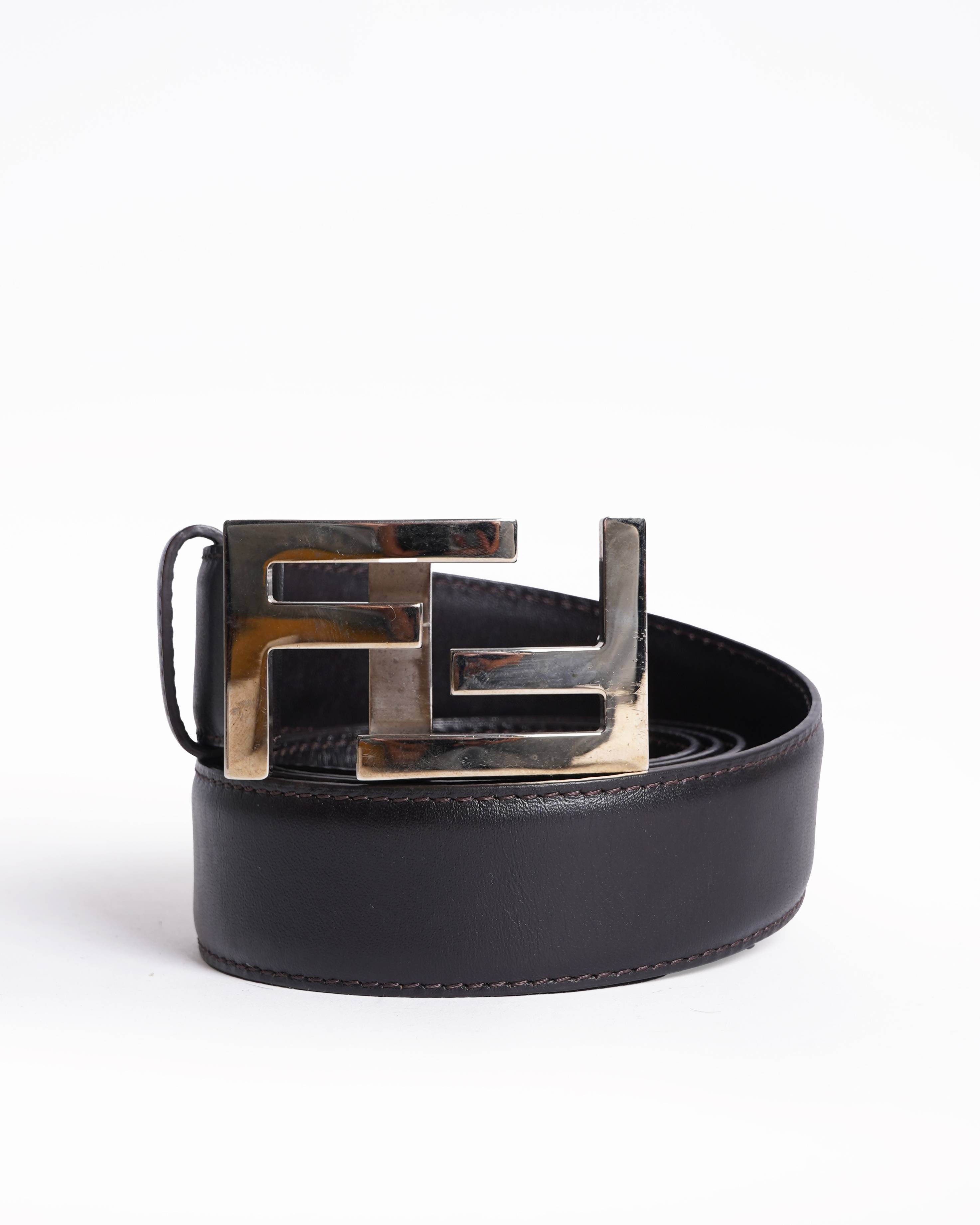 Fendi women's Leather Squared FF Logo Belt
