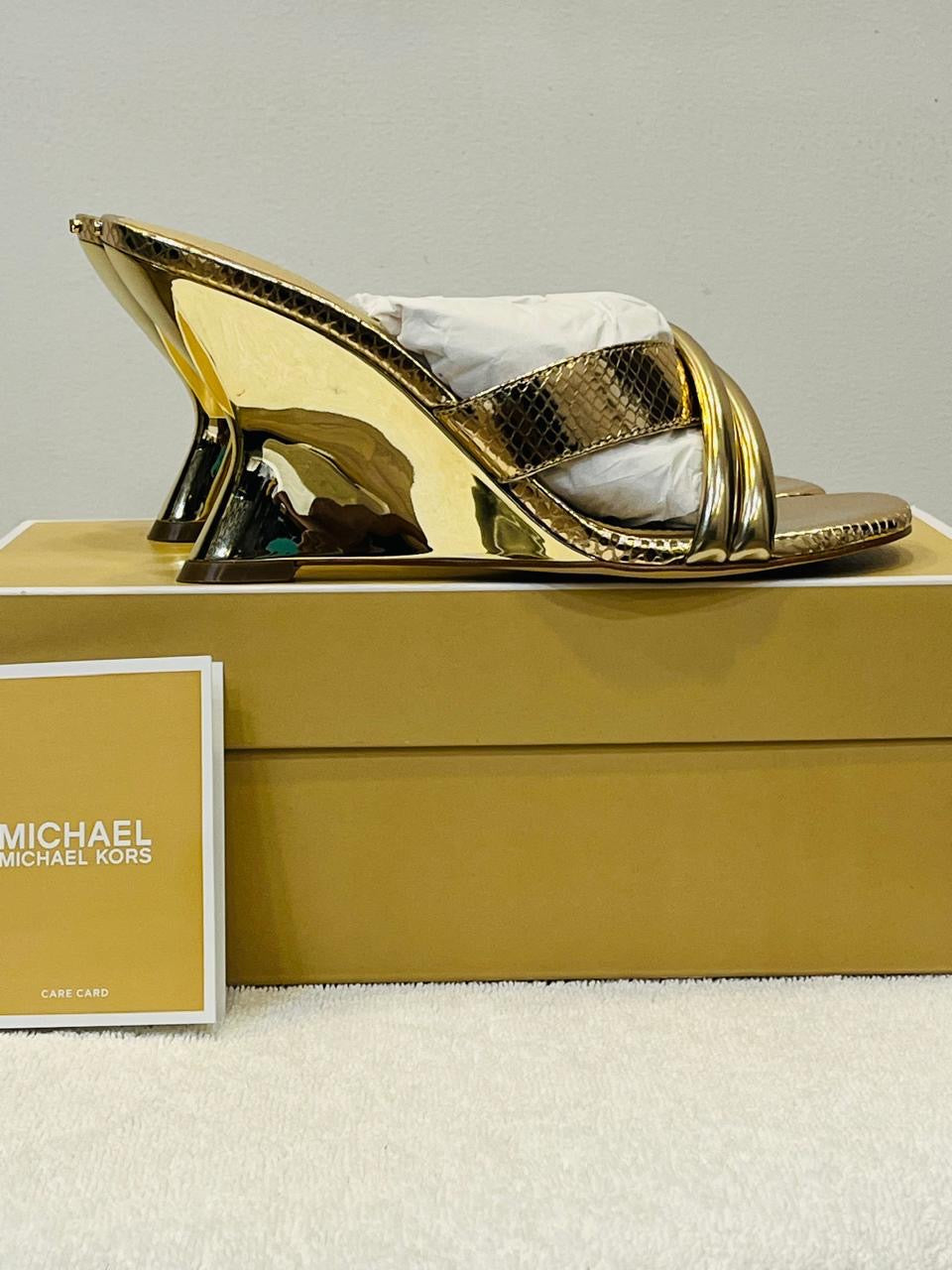 New Michael Kors Nadina mettalic snake embossed mule