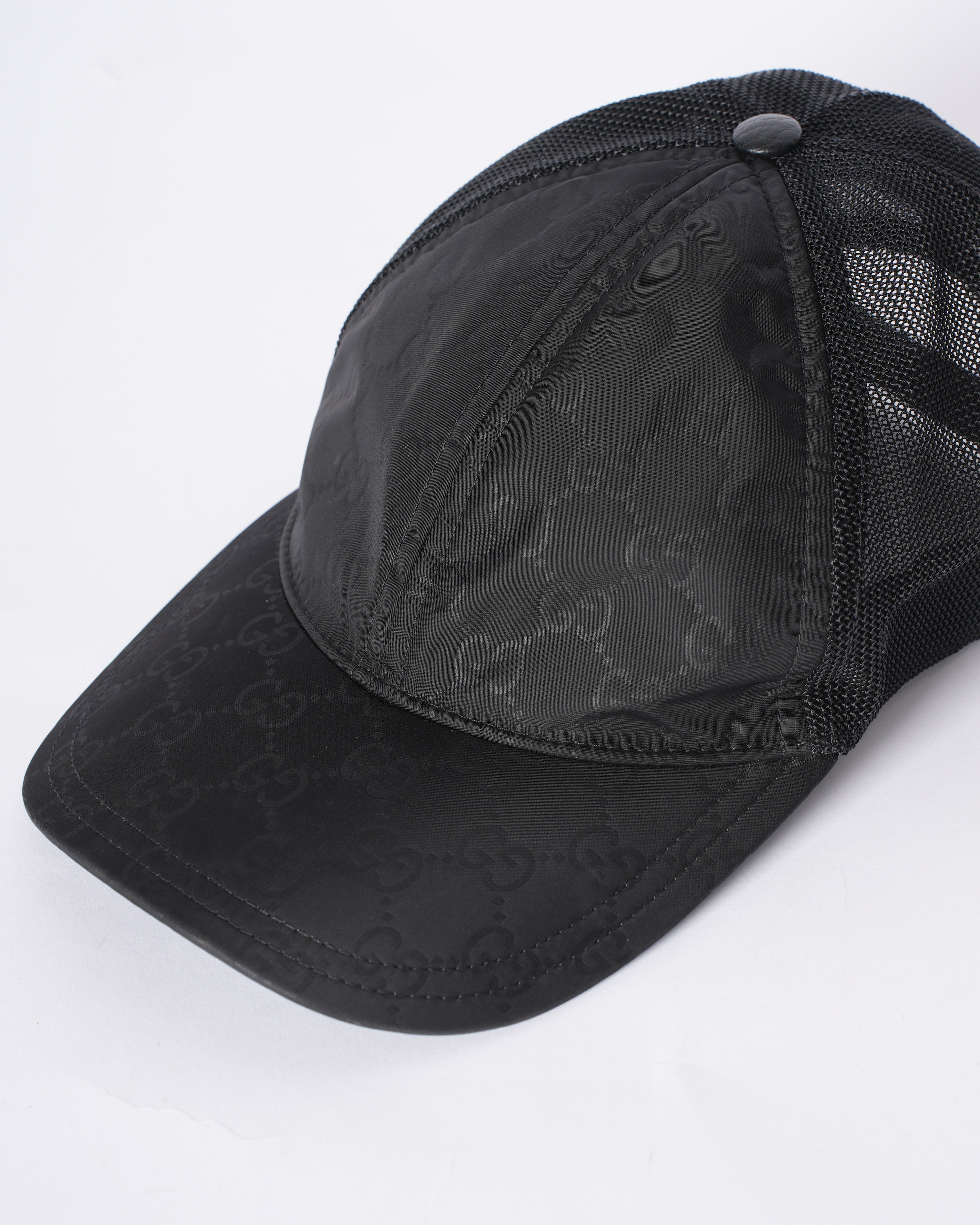 Gucci Black Nylon & Mesh Baseball Cap