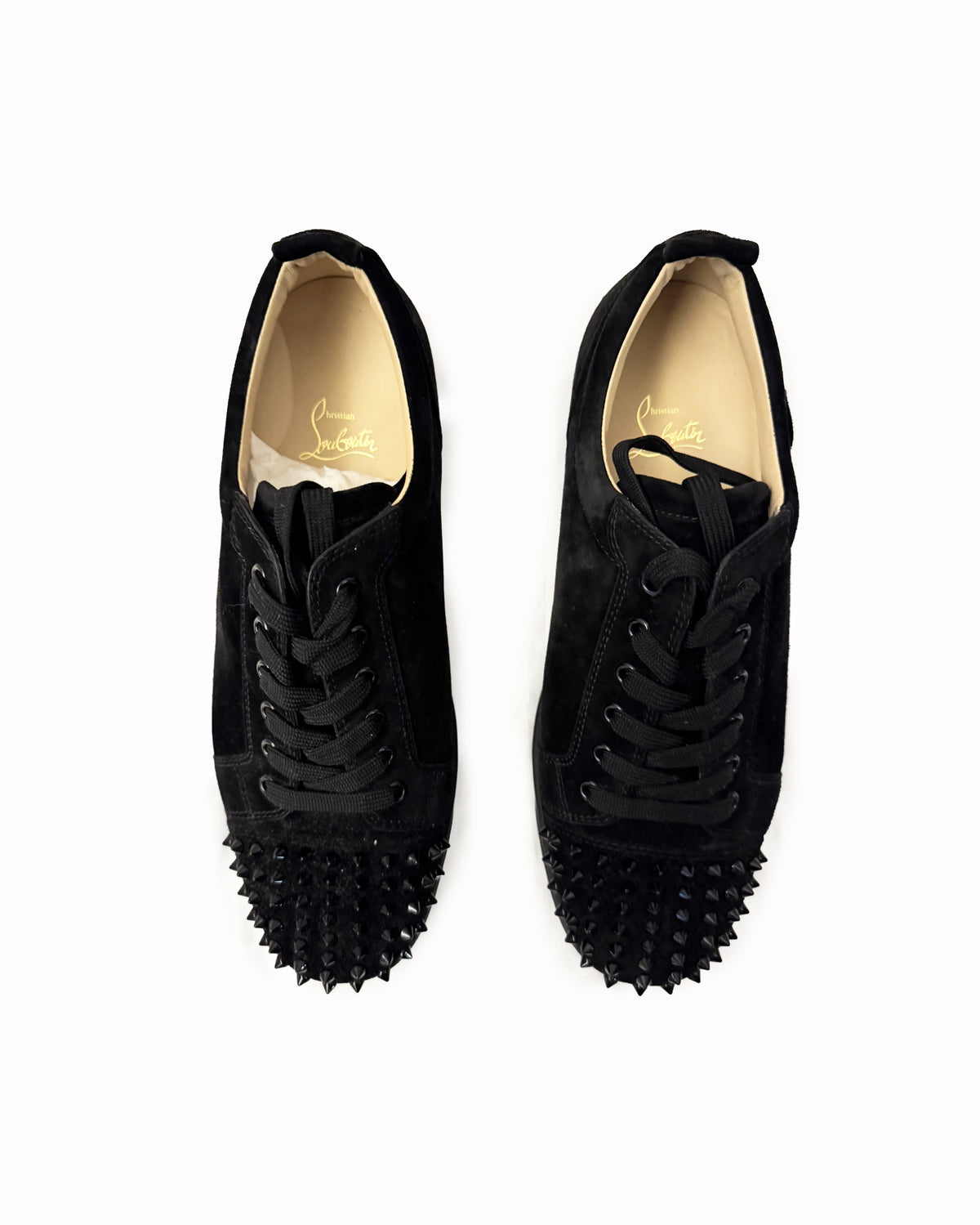 Christian Louboutin Suede Louise Spike Low Top Sneakers in Black