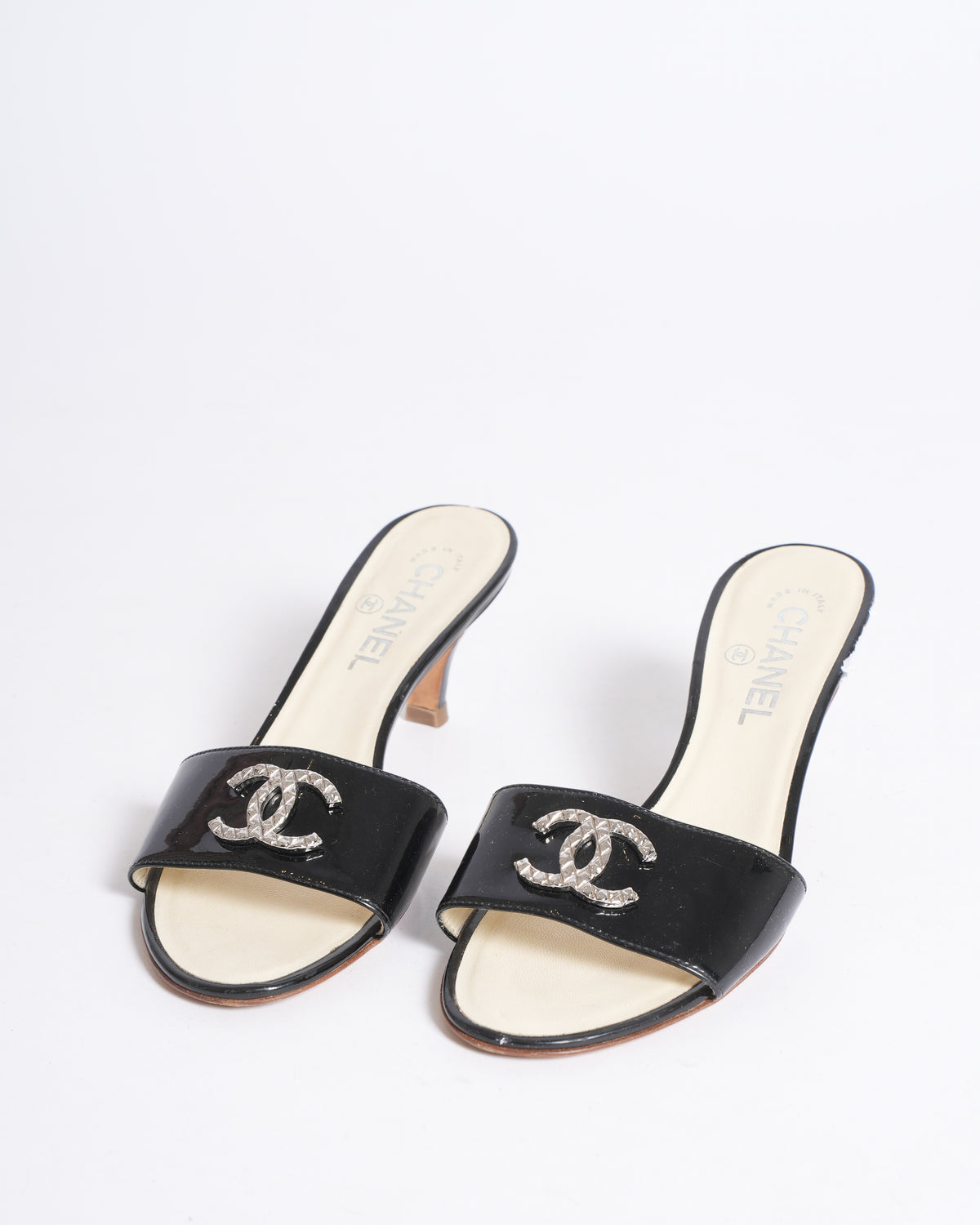 Chanel Black Leather Kitten Heels