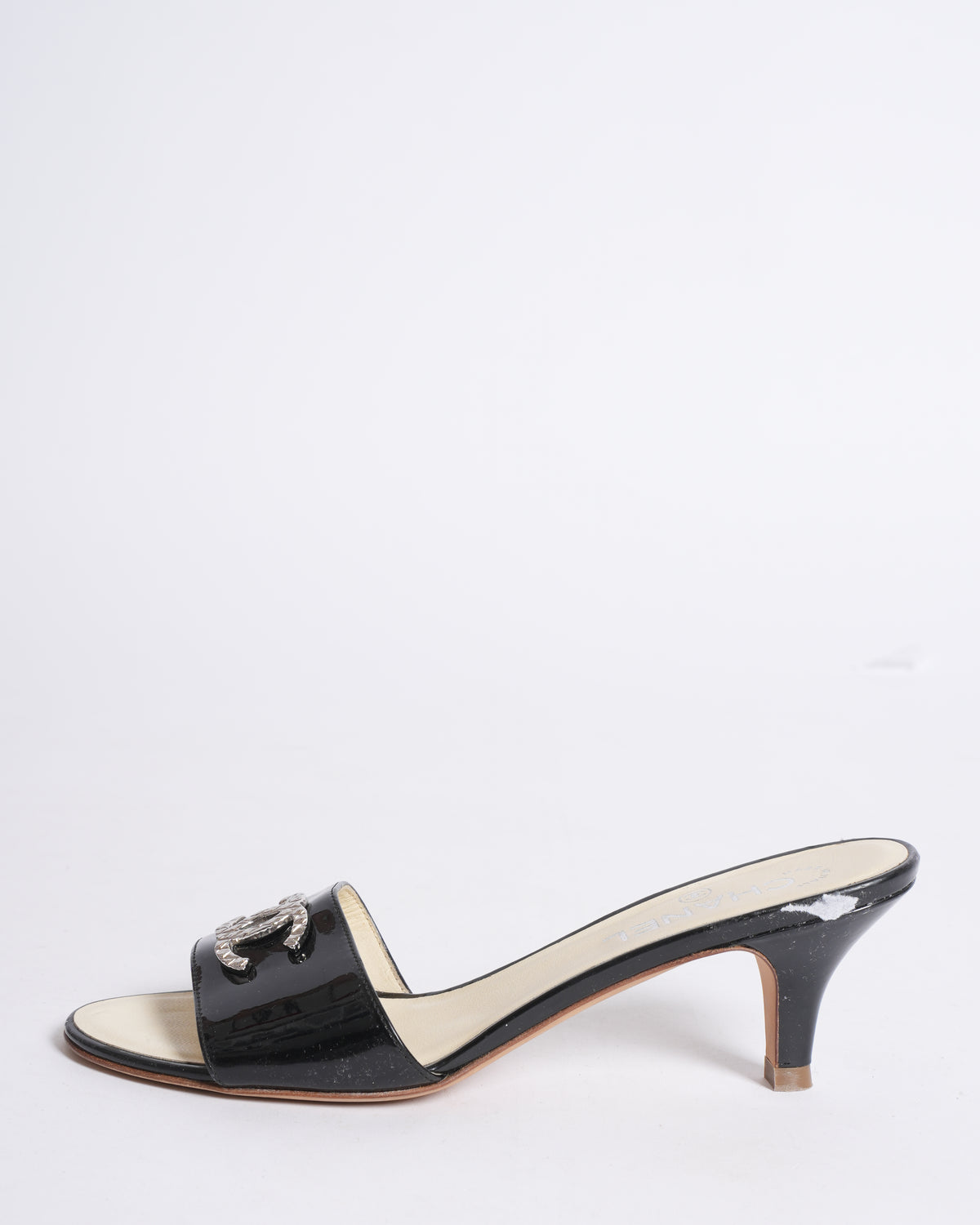 Chanel Black Leather Kitten Heels