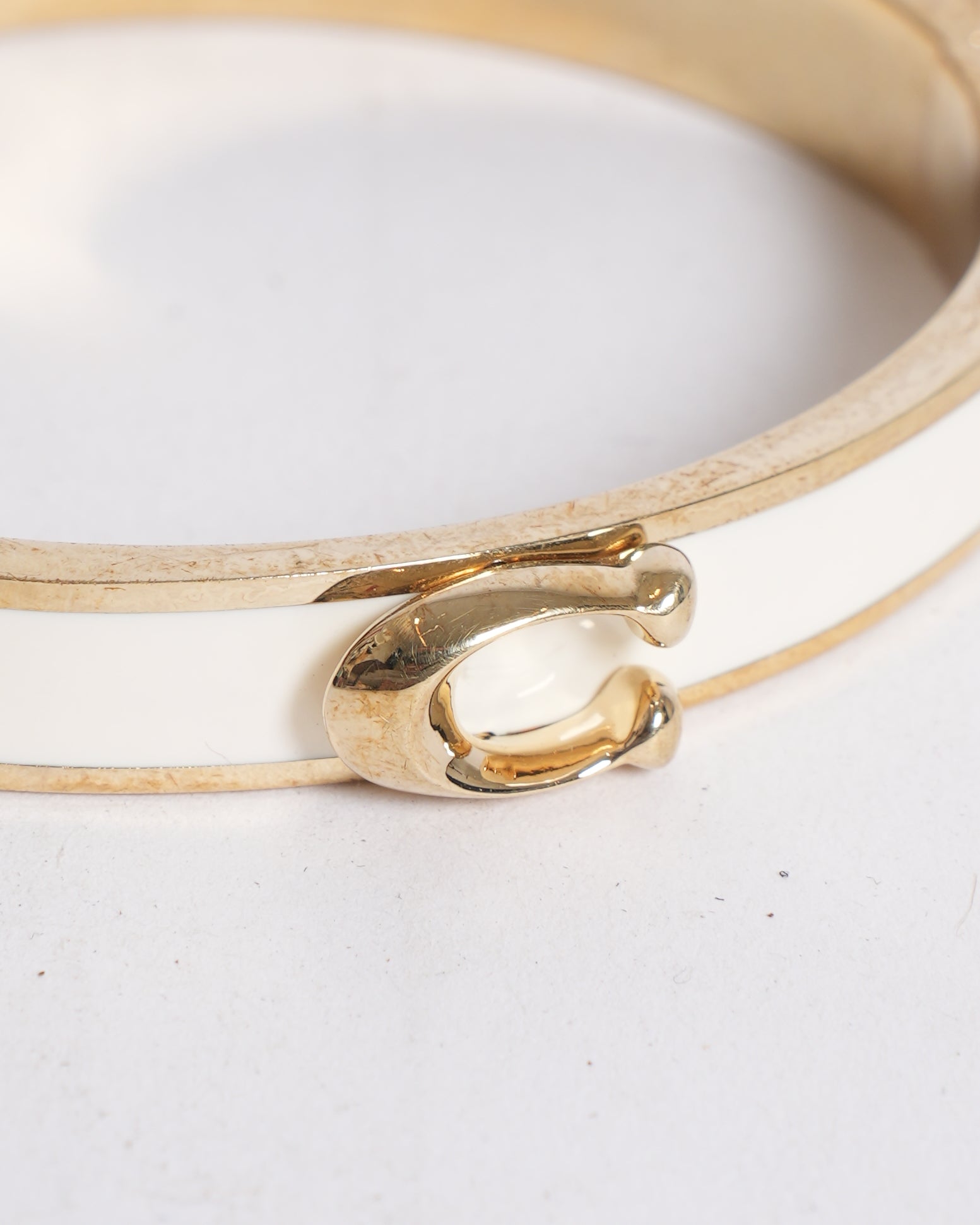 CoachOff-White Signature Logo Bangle Bracelet