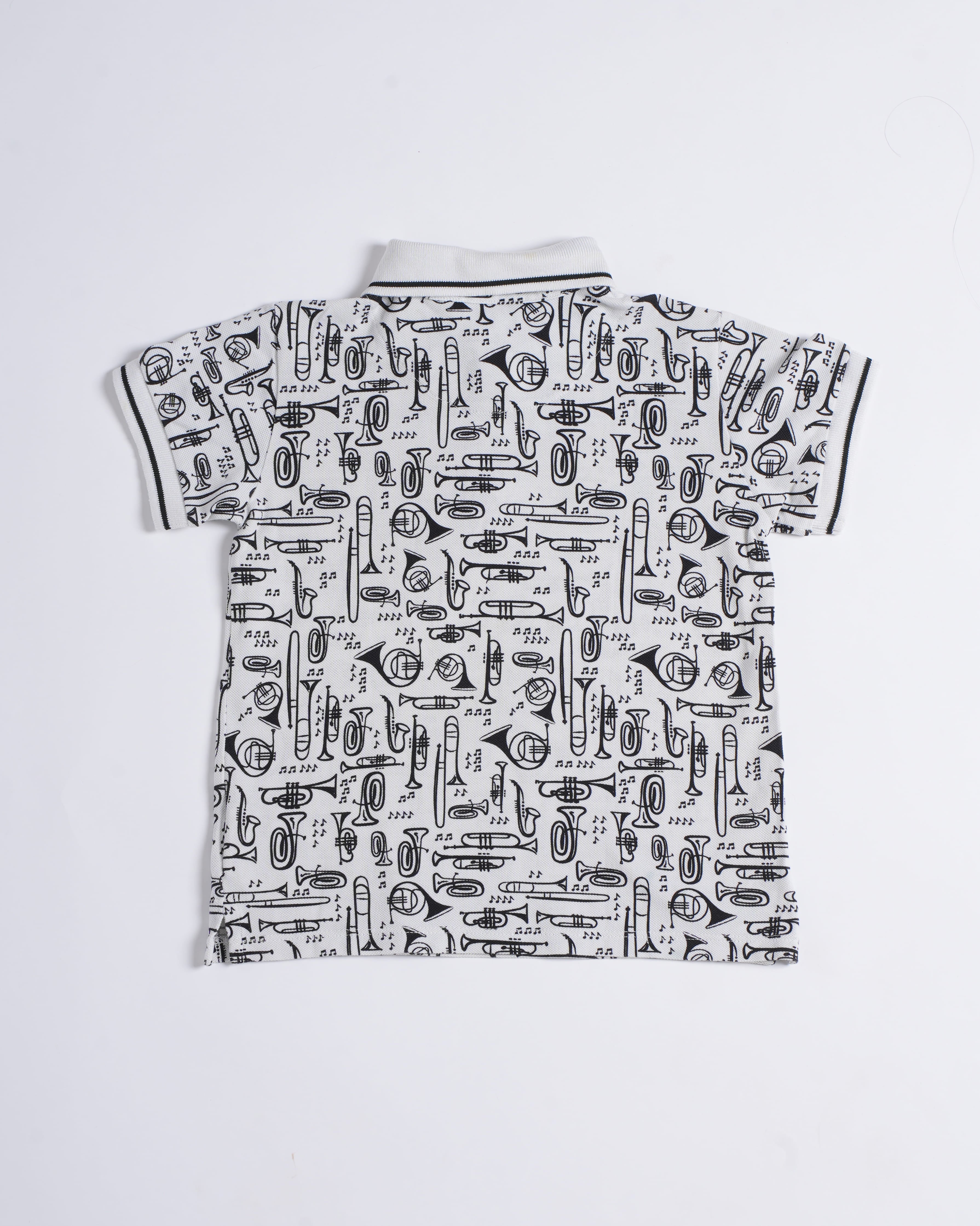 Dolce & Gabbana White Musical Instrument Cotton Polo T-shirt