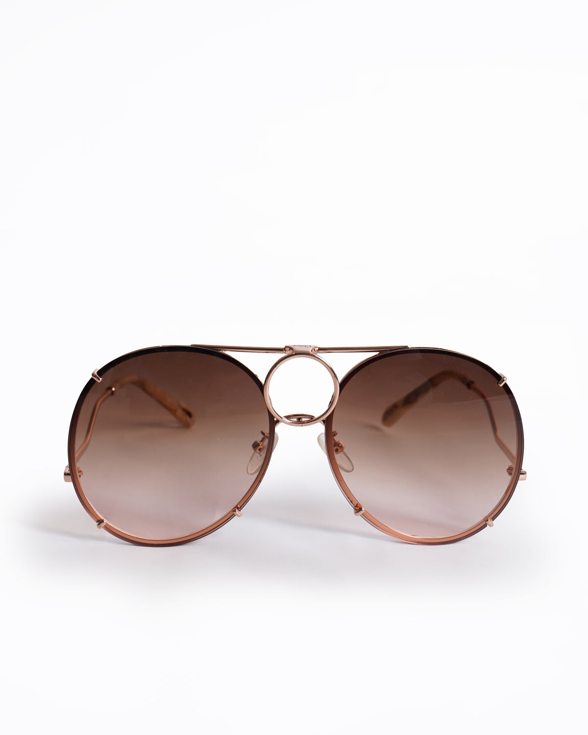 New Chloe Rose-gold Frame Round Aviator Sunglasses