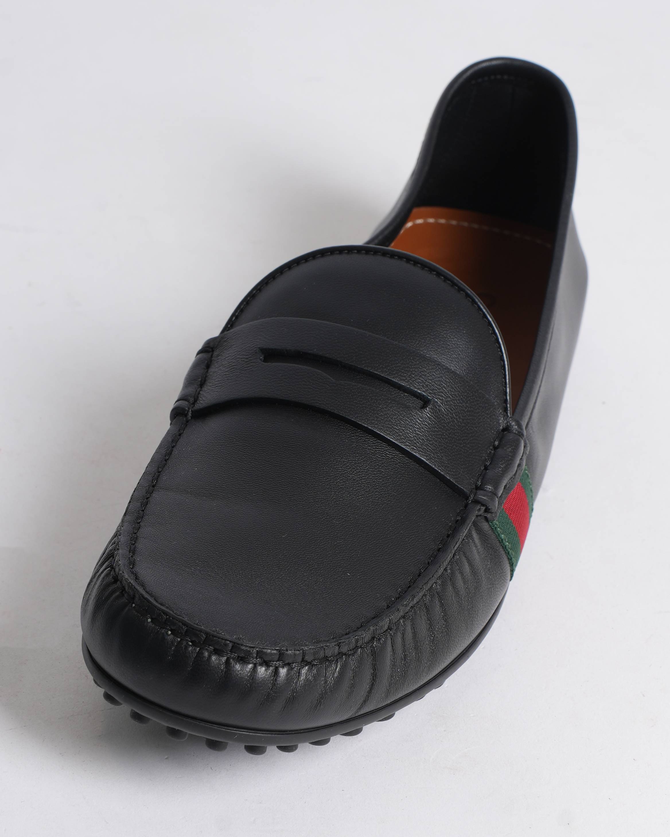 New Gucci men's black driver loafers