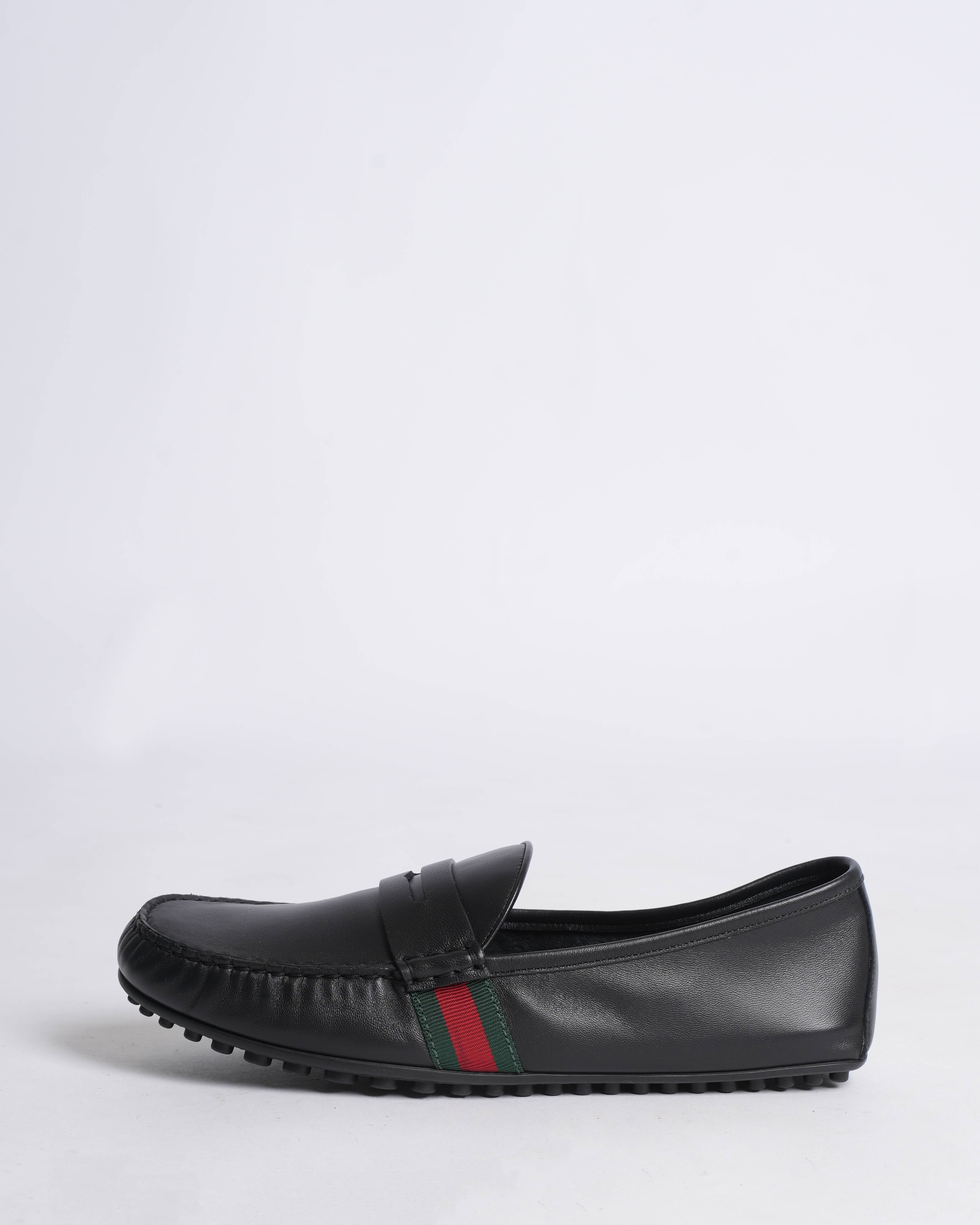 New Gucci men's black driver loafers