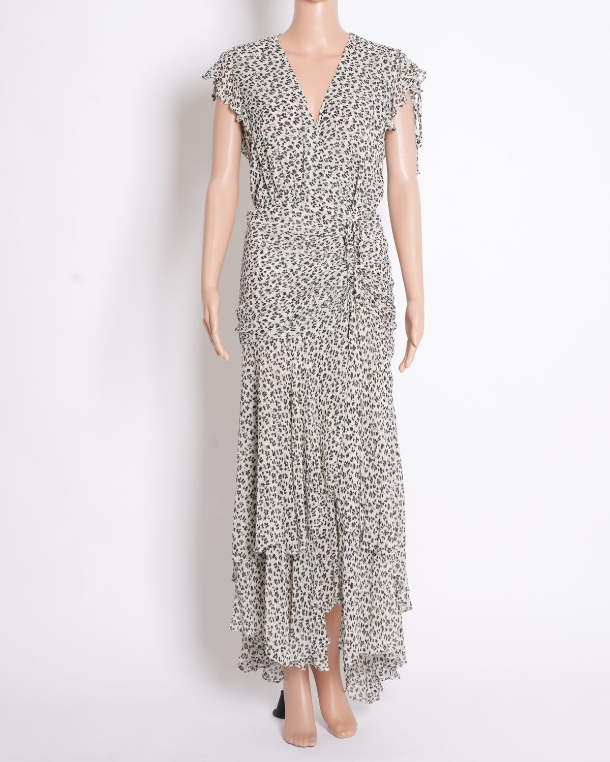 Veronica Beard Avenel Frilled Floral Print Silk, dress
