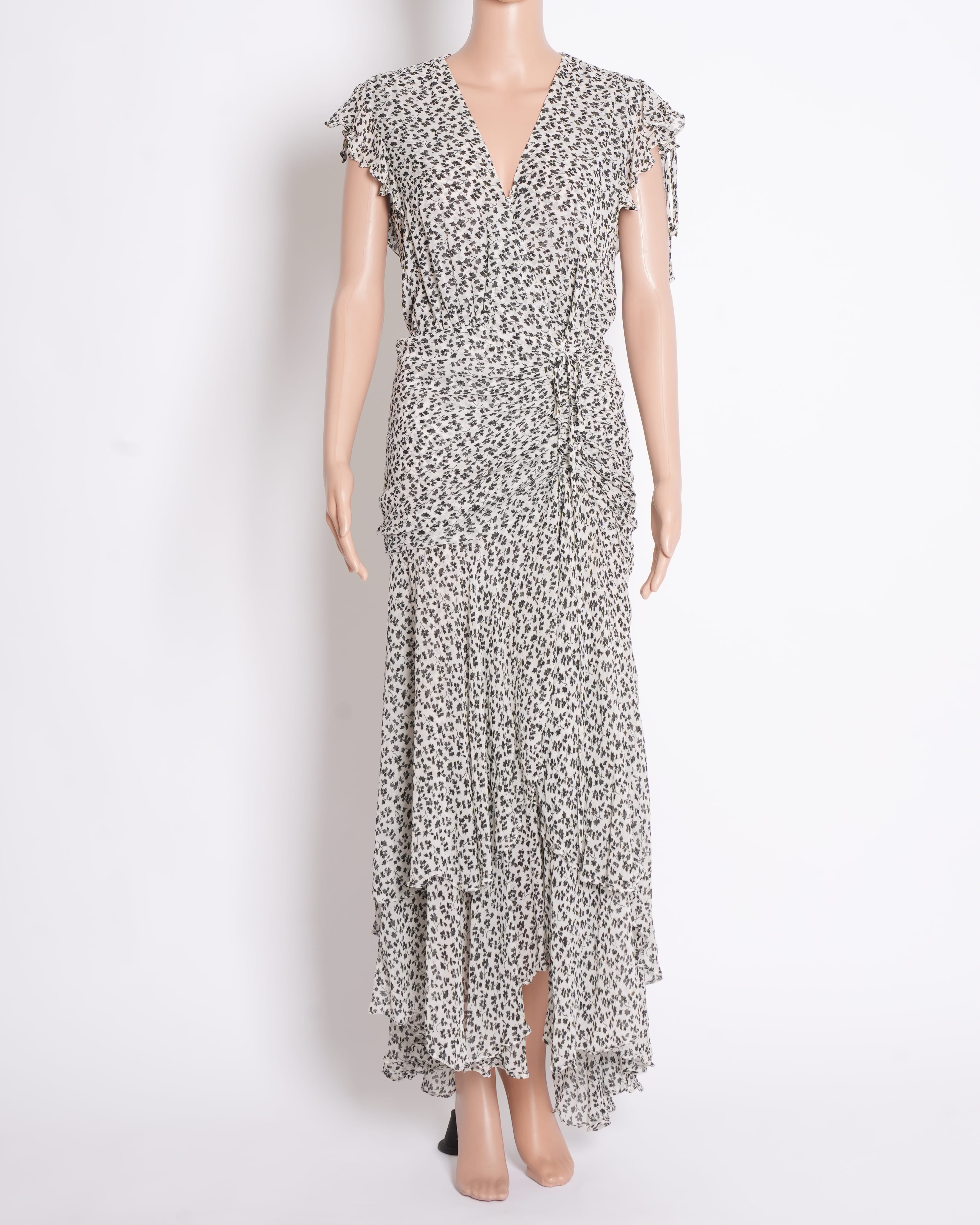 Veronica Beard Avenel Frilled Floral Print Silk, dress