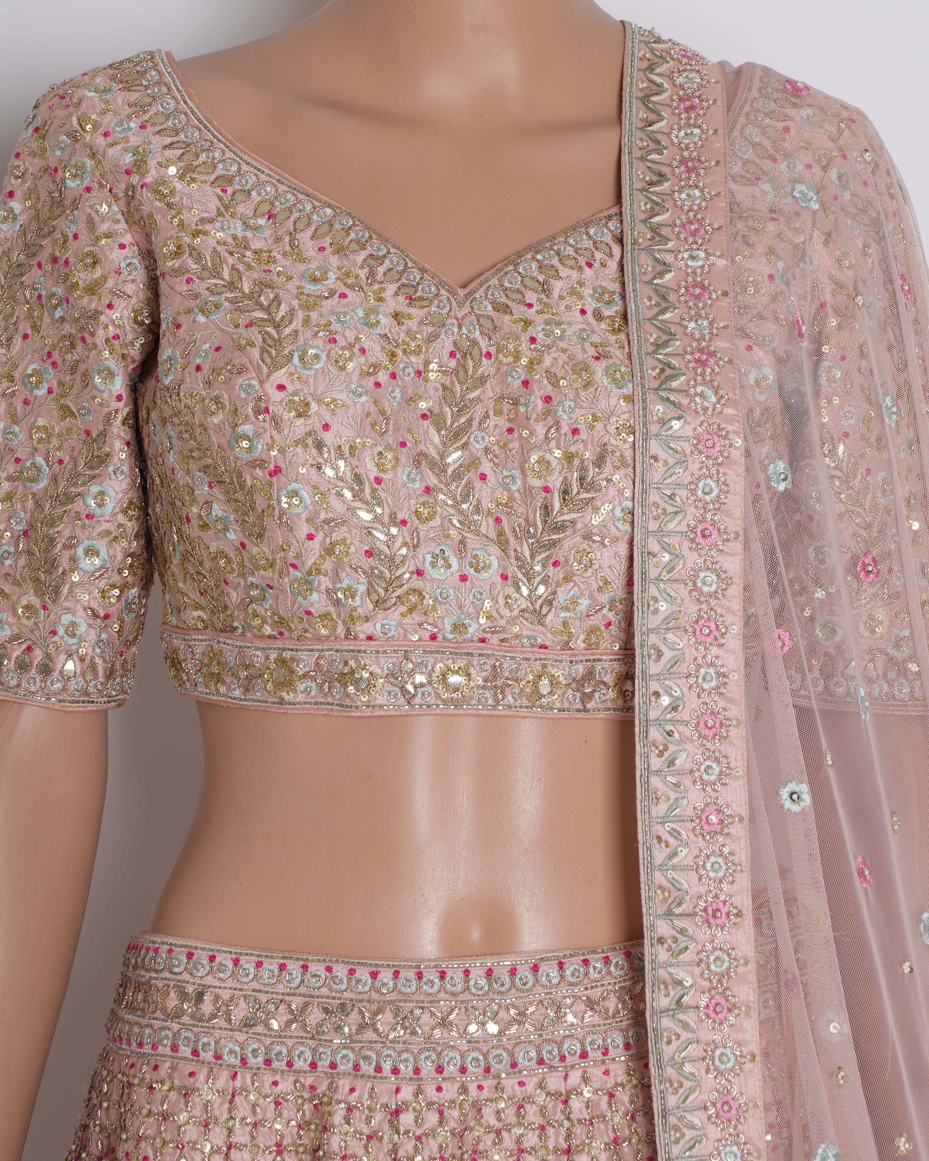 Anita Dongre Mohini Lehenga In blush Pink Set With Two Dupattas