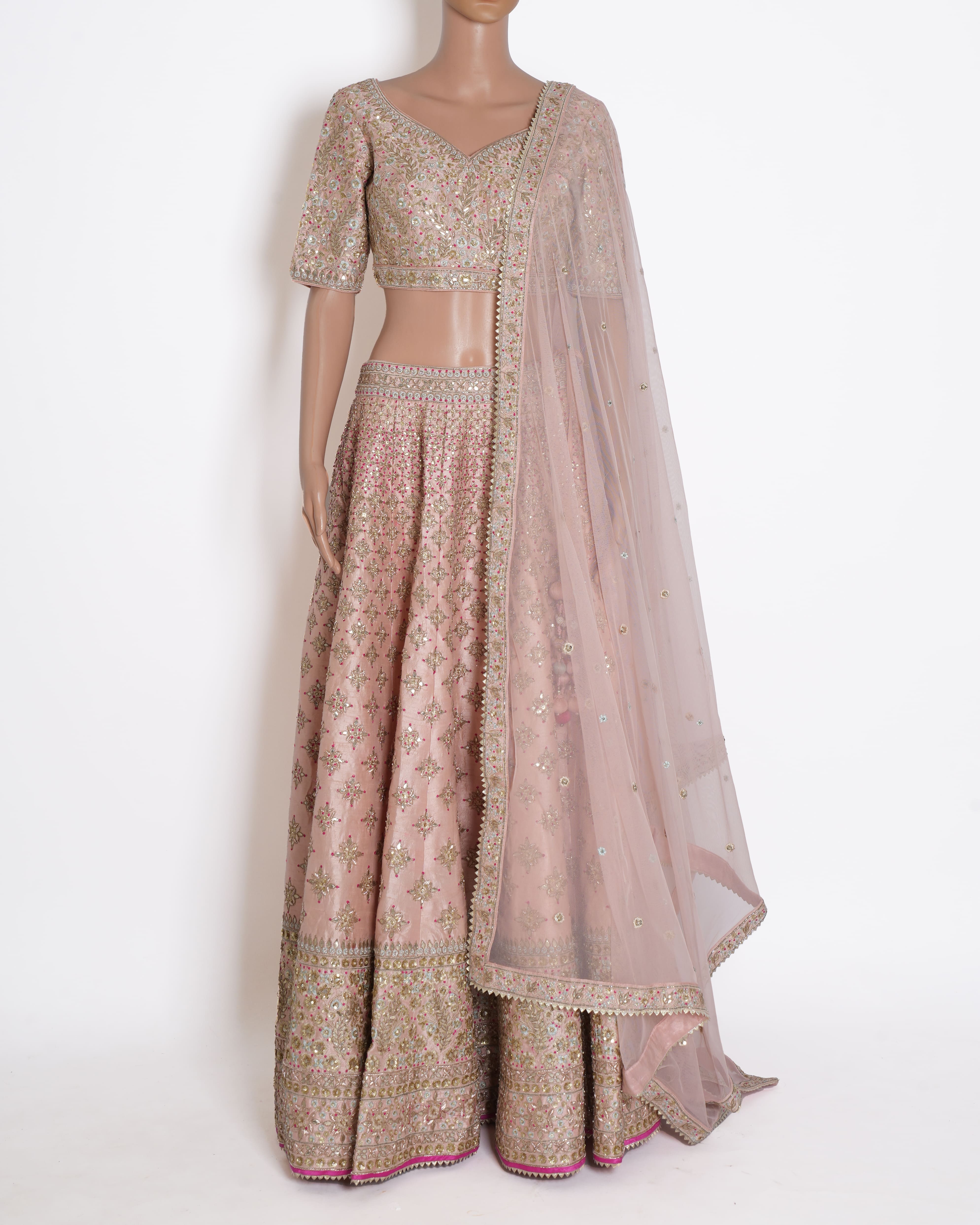 Anita Dongre Mohini Lehenga In blush Pink Set With Two Dupattas