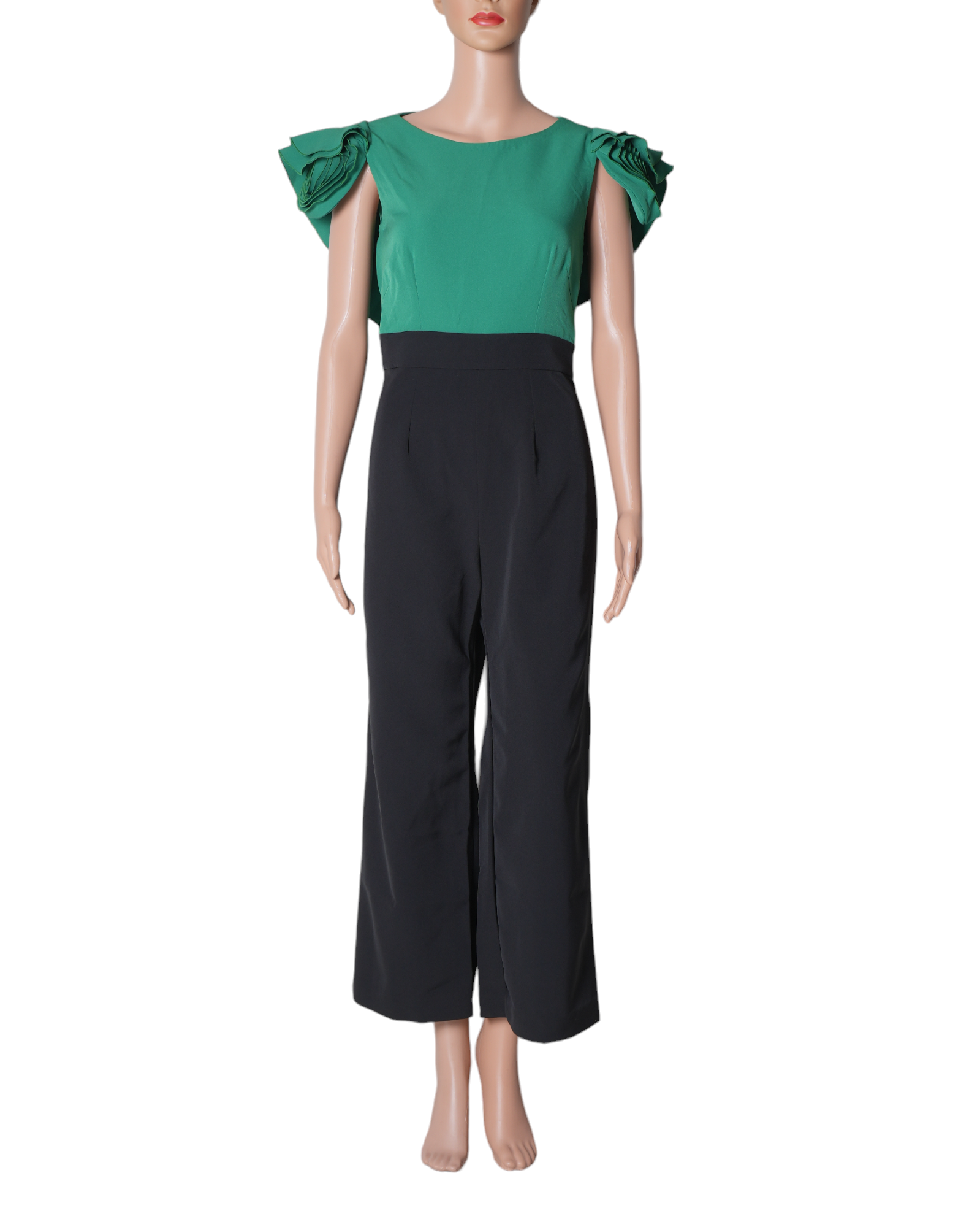 New Pranati Kejriwall Black & Green Rose Detail Jumpsuit