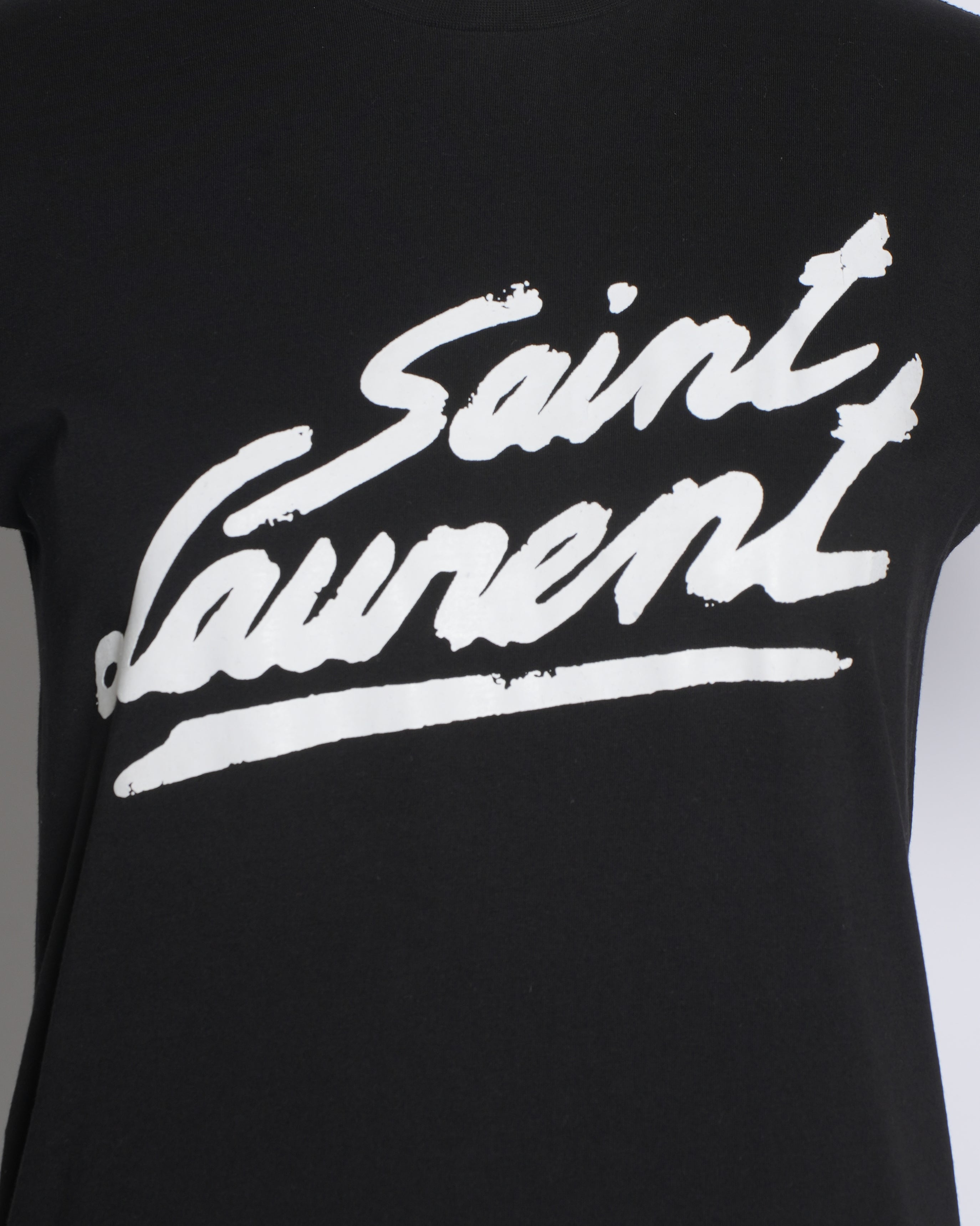 Saint Laurent Black T-shirt With Brand Name On The Front