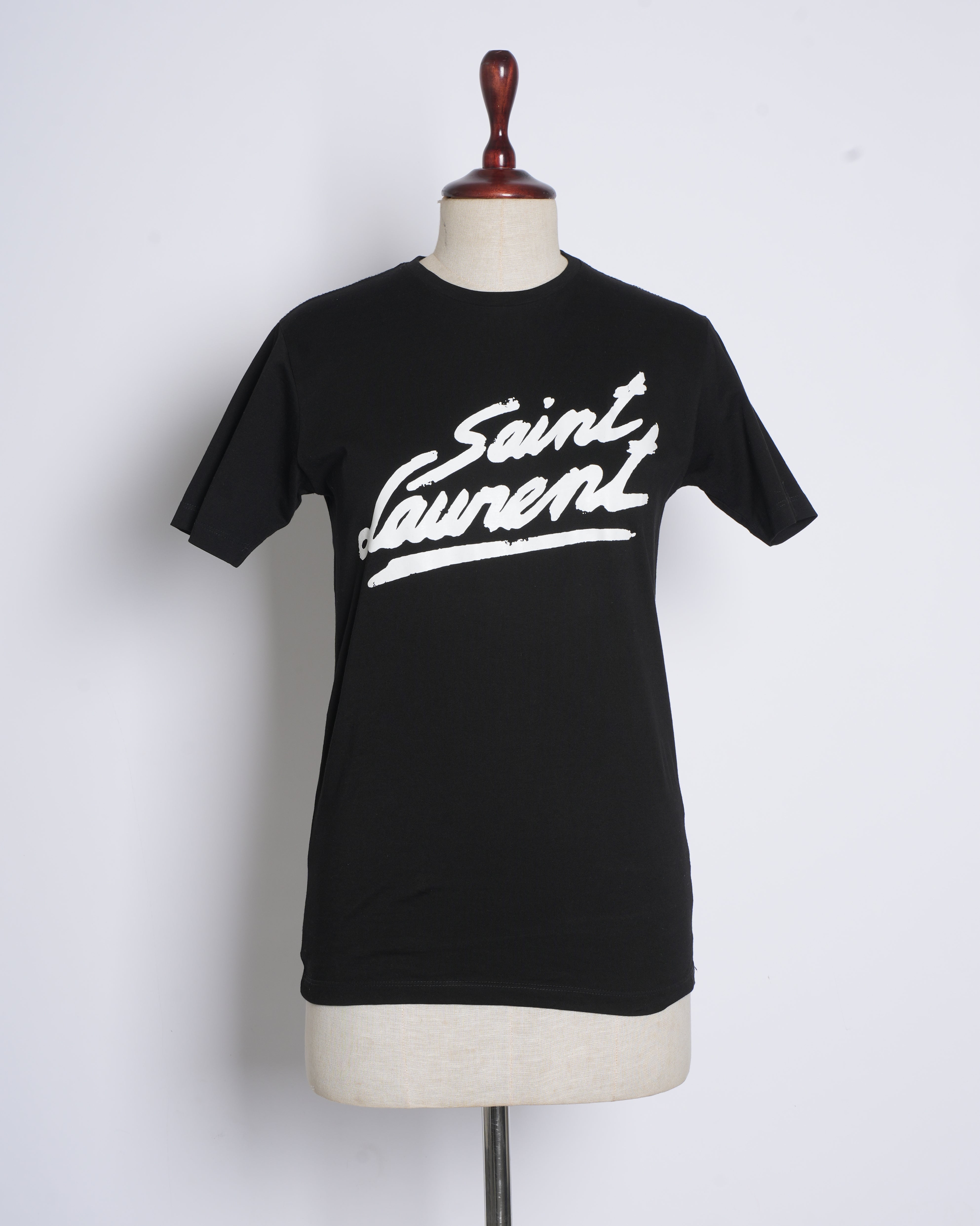 Saint Laurent Black T-shirt With Brand Name On The Front