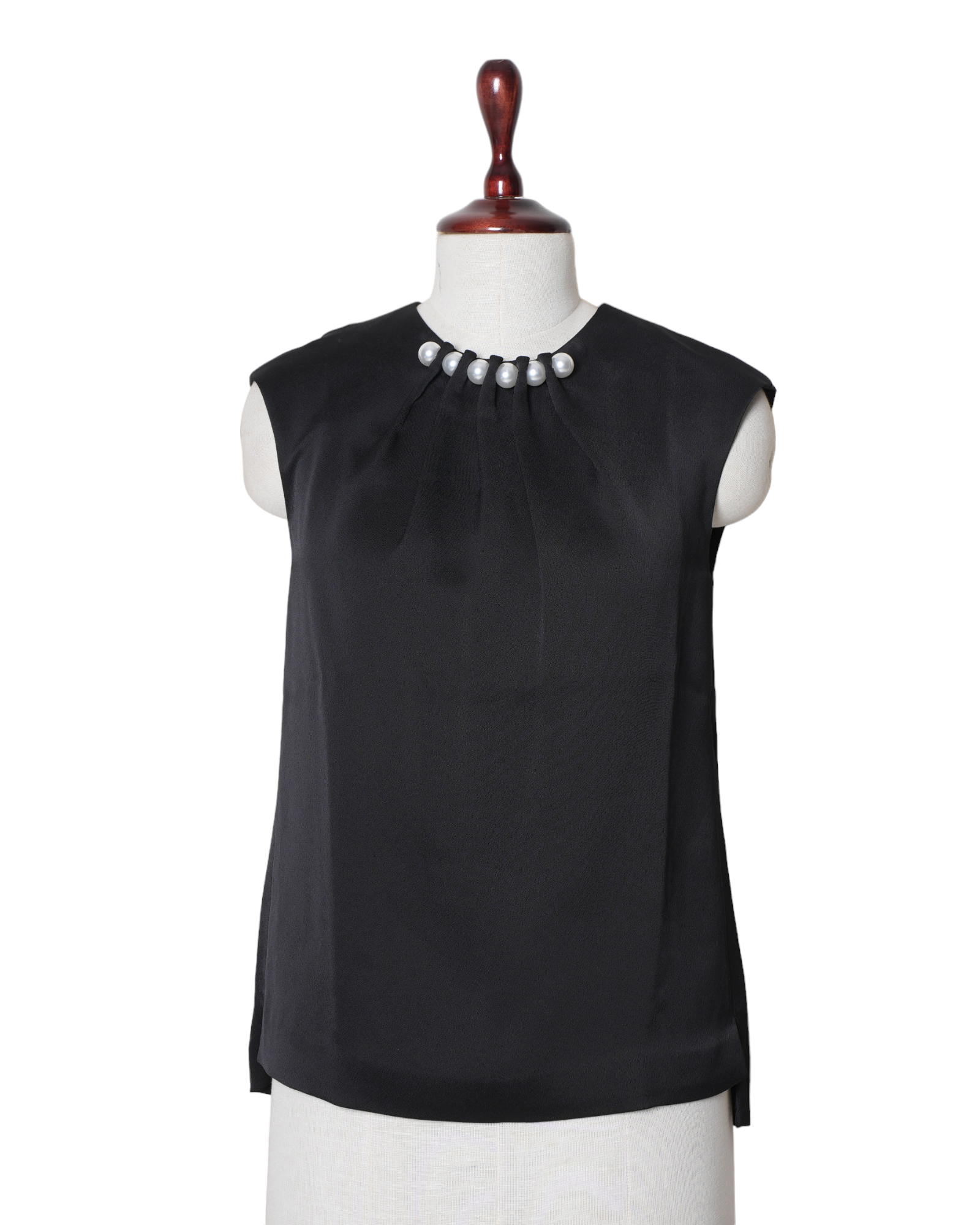 Ted Baker Black Faux Pearl Satin Top