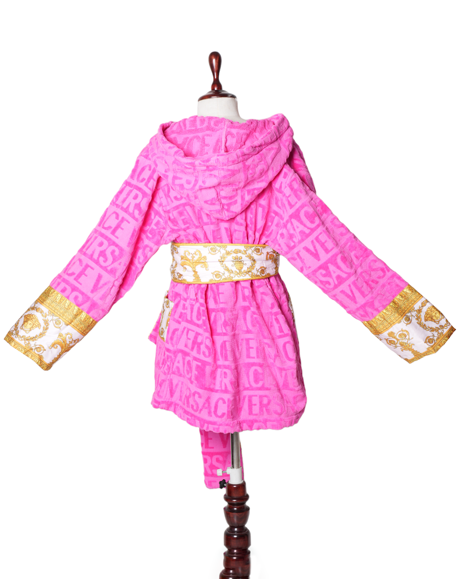 New Versace Barocco Panel Logo Devore Robe