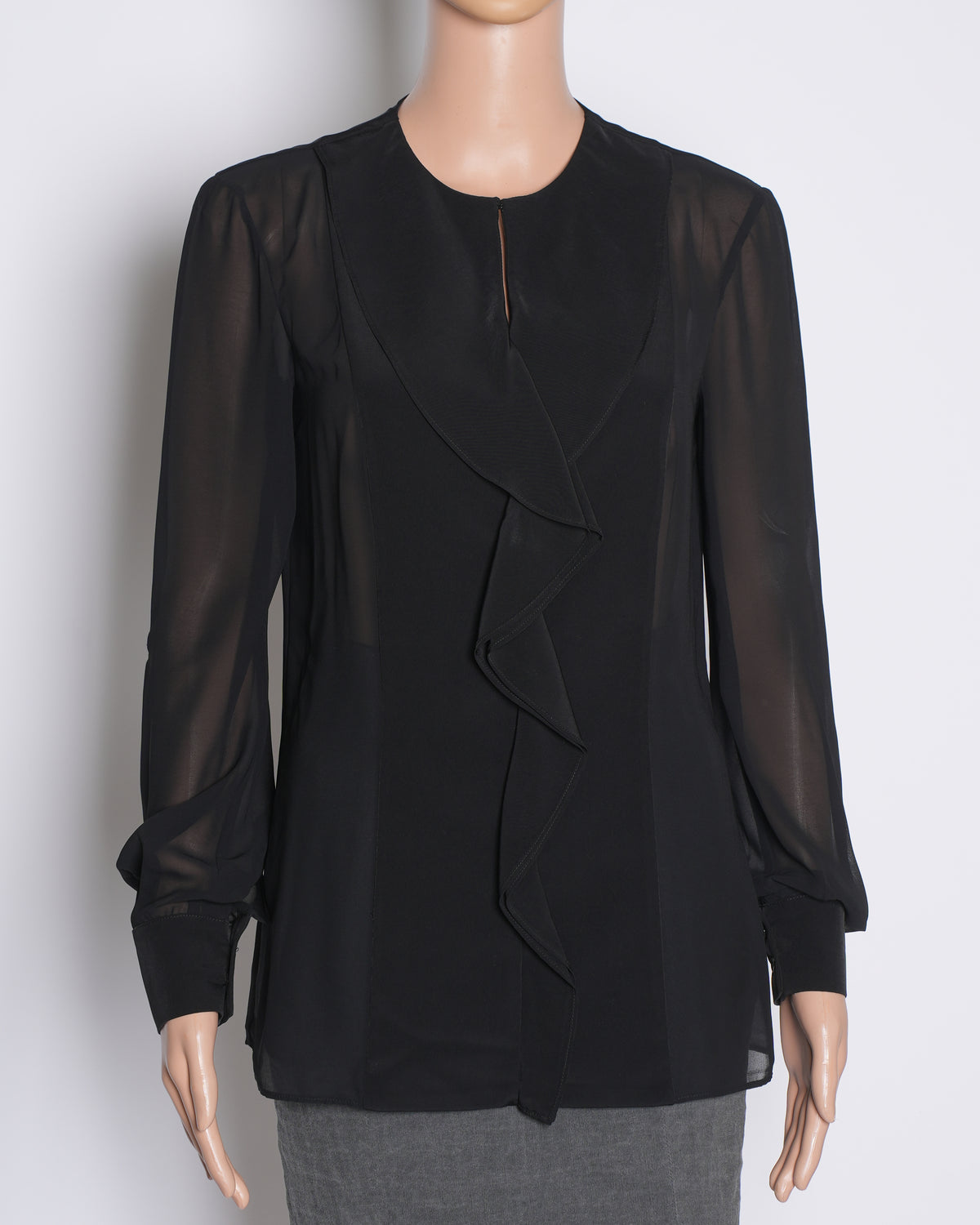 Philosophy Black Ruffle Top