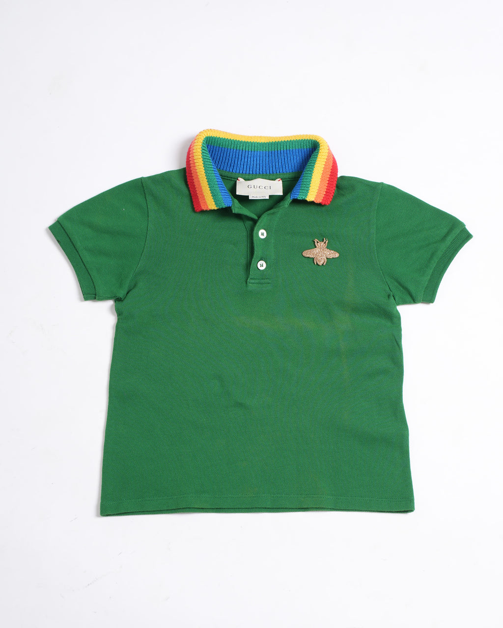 Gucci Kids Rainbow Collar Bee Polo T-Shirt