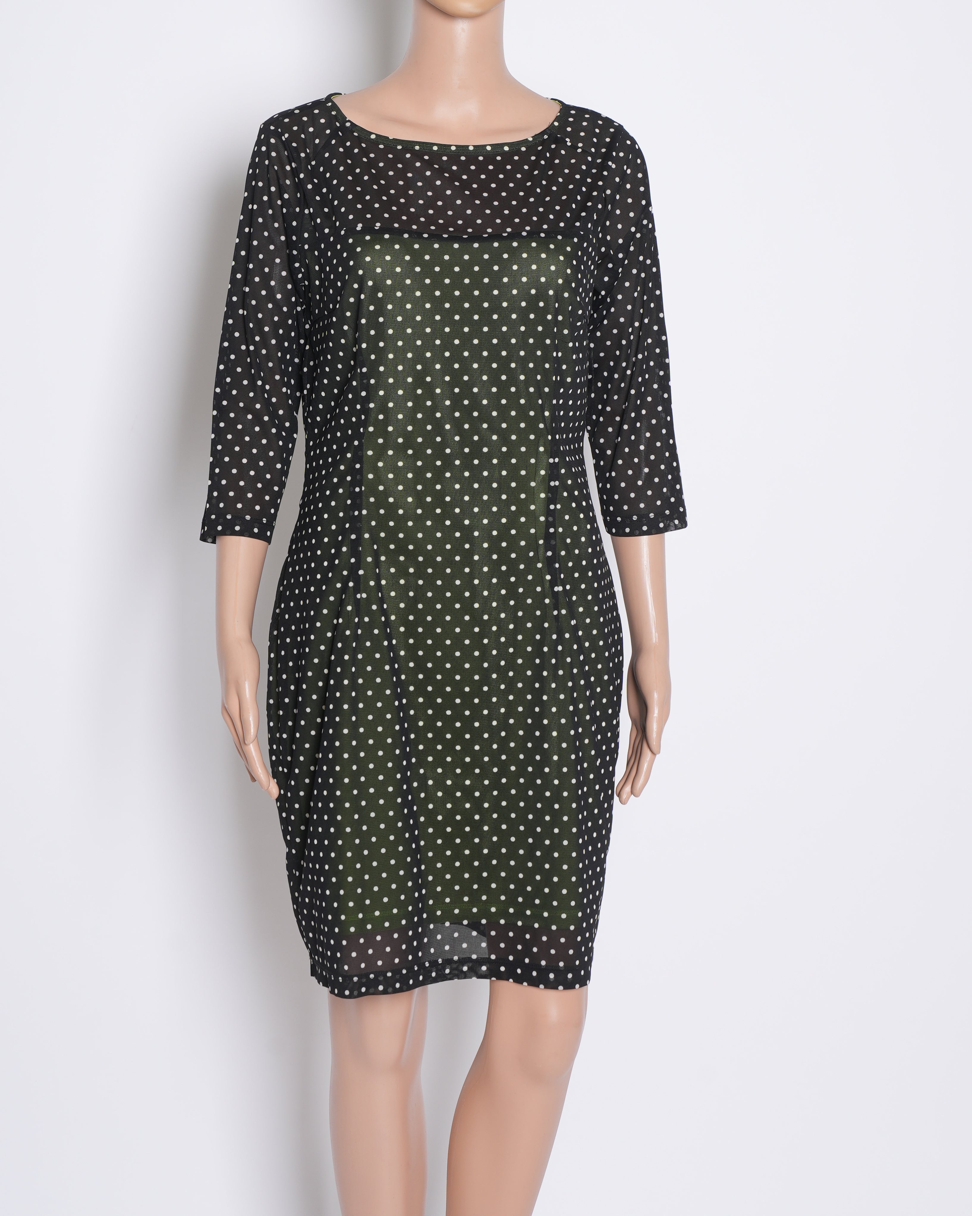 Michael Kors Sheer Polka Dot Dress in Black & White