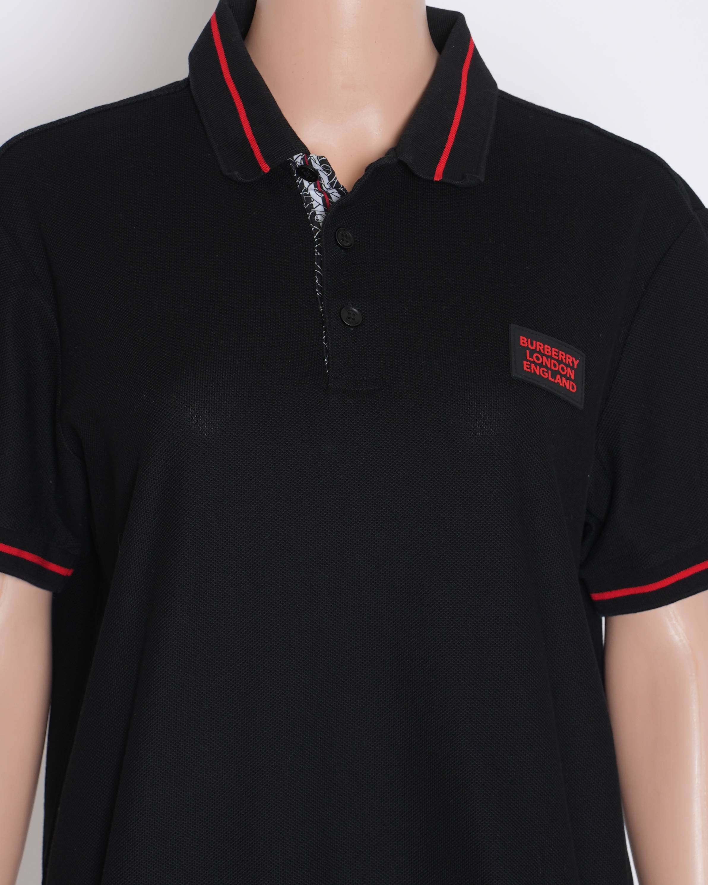 Burberry Black Grenford Red-Tipped Polo Shirt - Authentic Pre