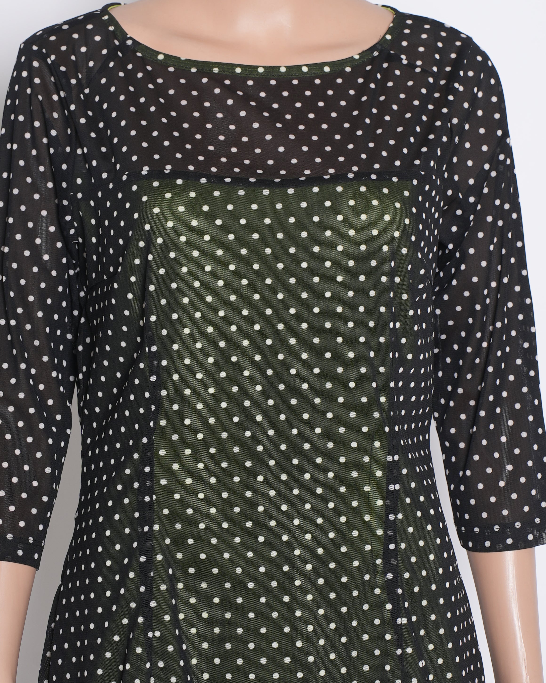 Michael Kors Sheer Polka Dot Dress in Black & White