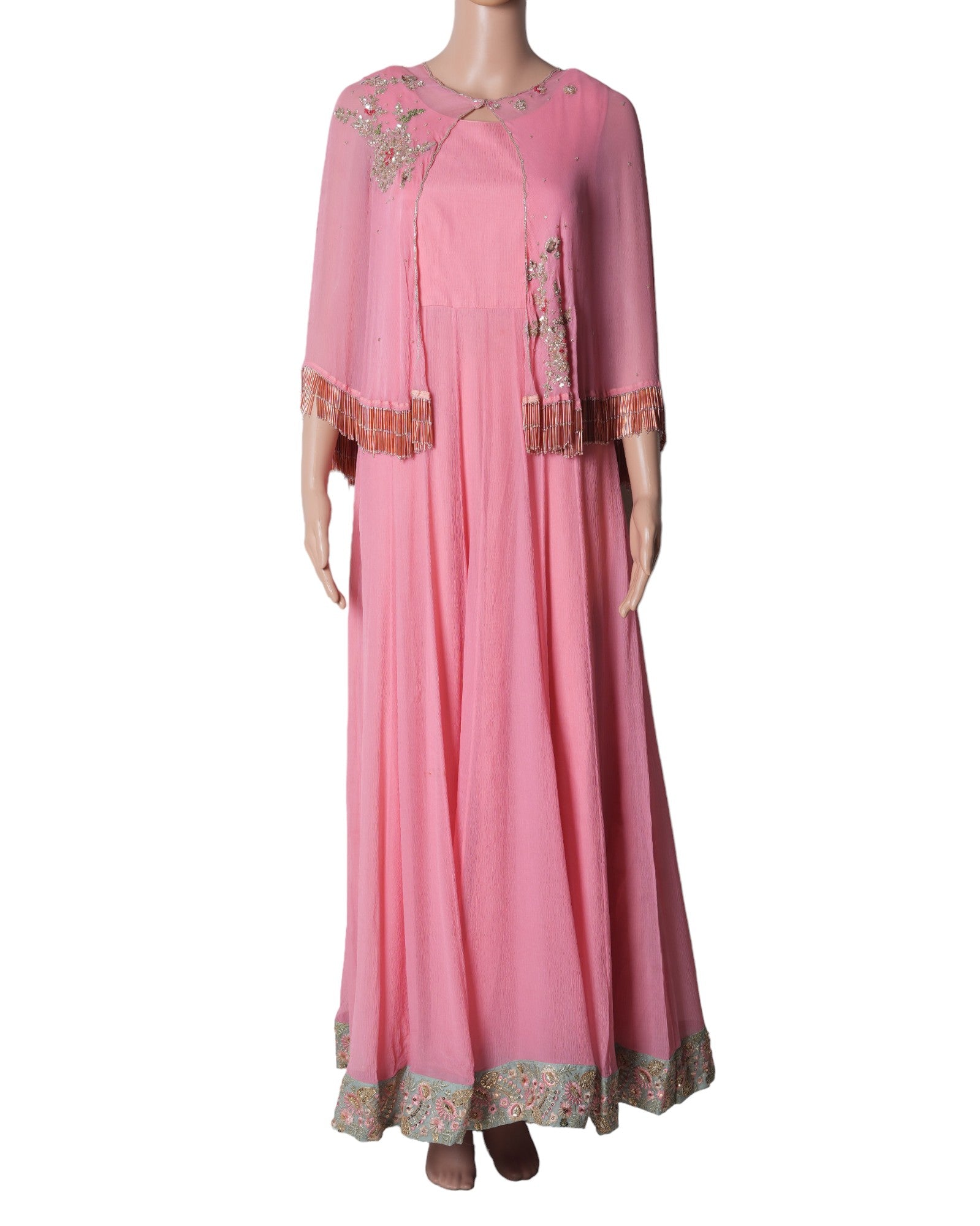 Dolly J Dress In Pink With Cape & Pants Set