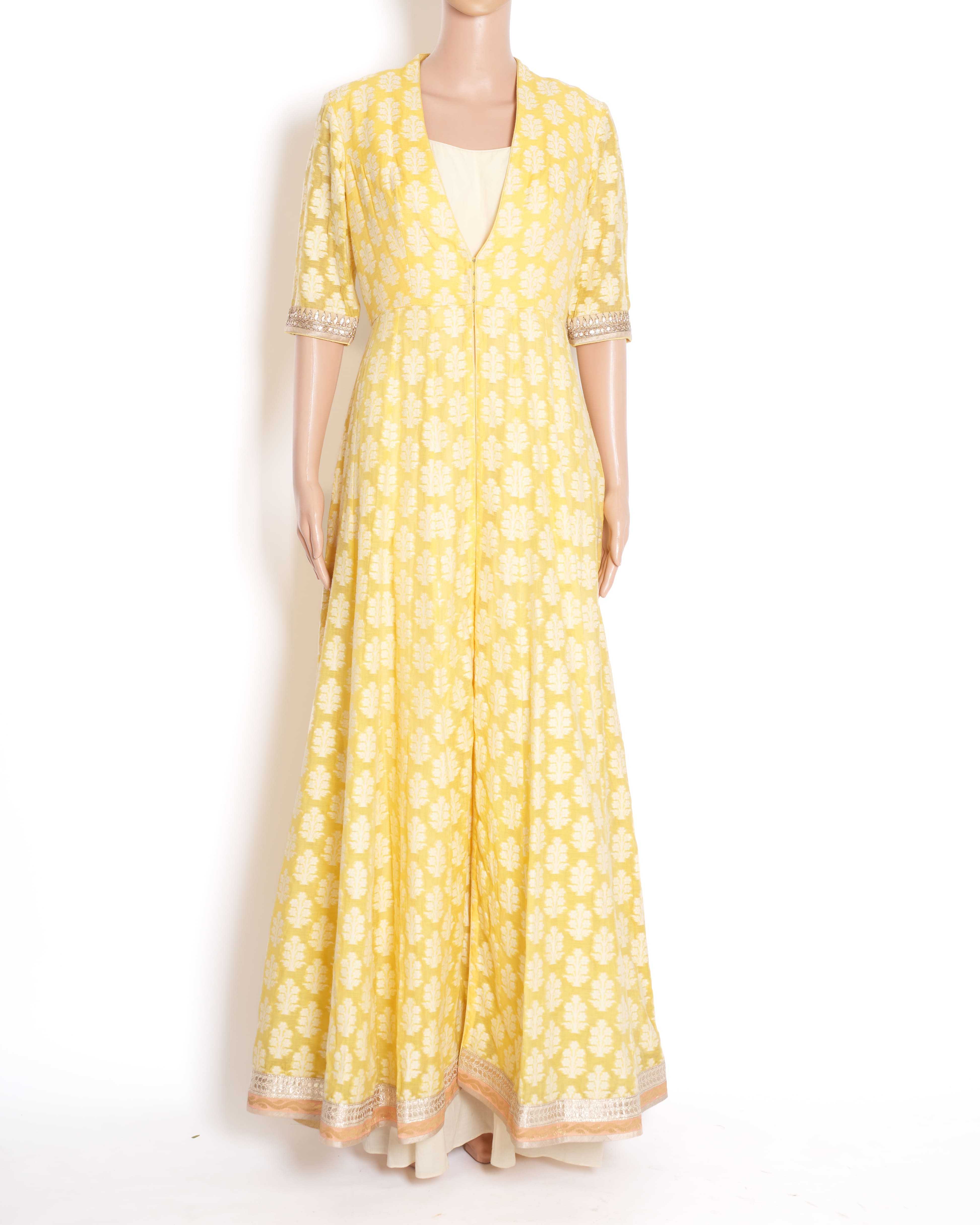 Anita Dongre Set Of 2 Center Slit Anarkali With Half Sleeves