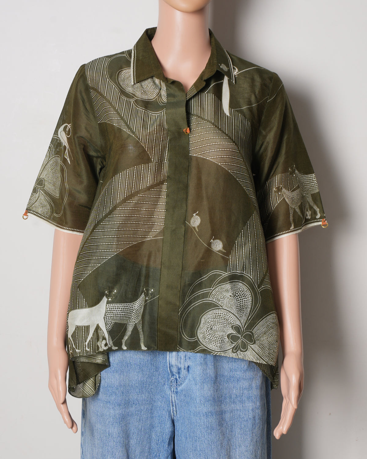 AMPM Shirt with leather Deets