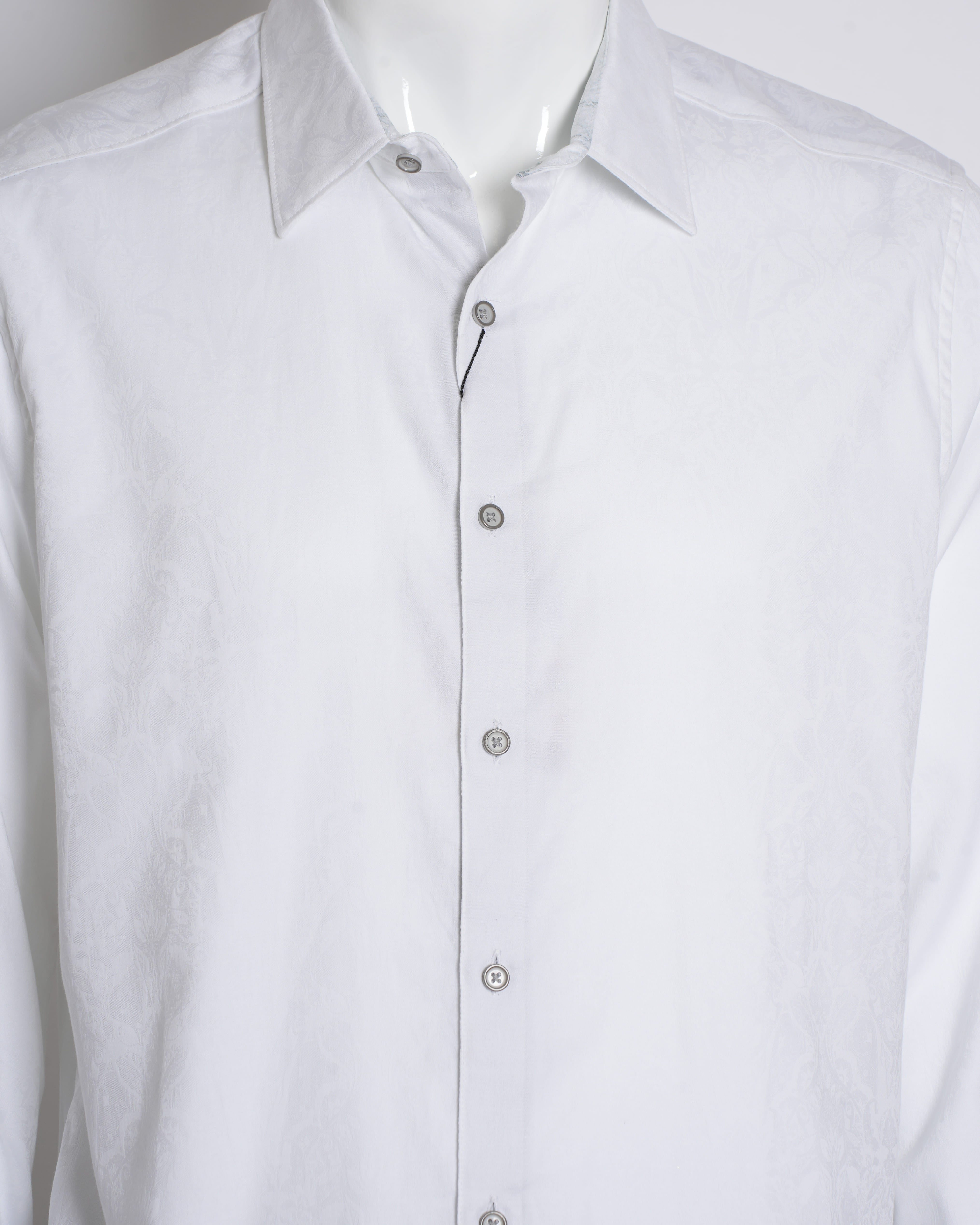 Roberto Graham White Button Down Full Sleeve Shirt