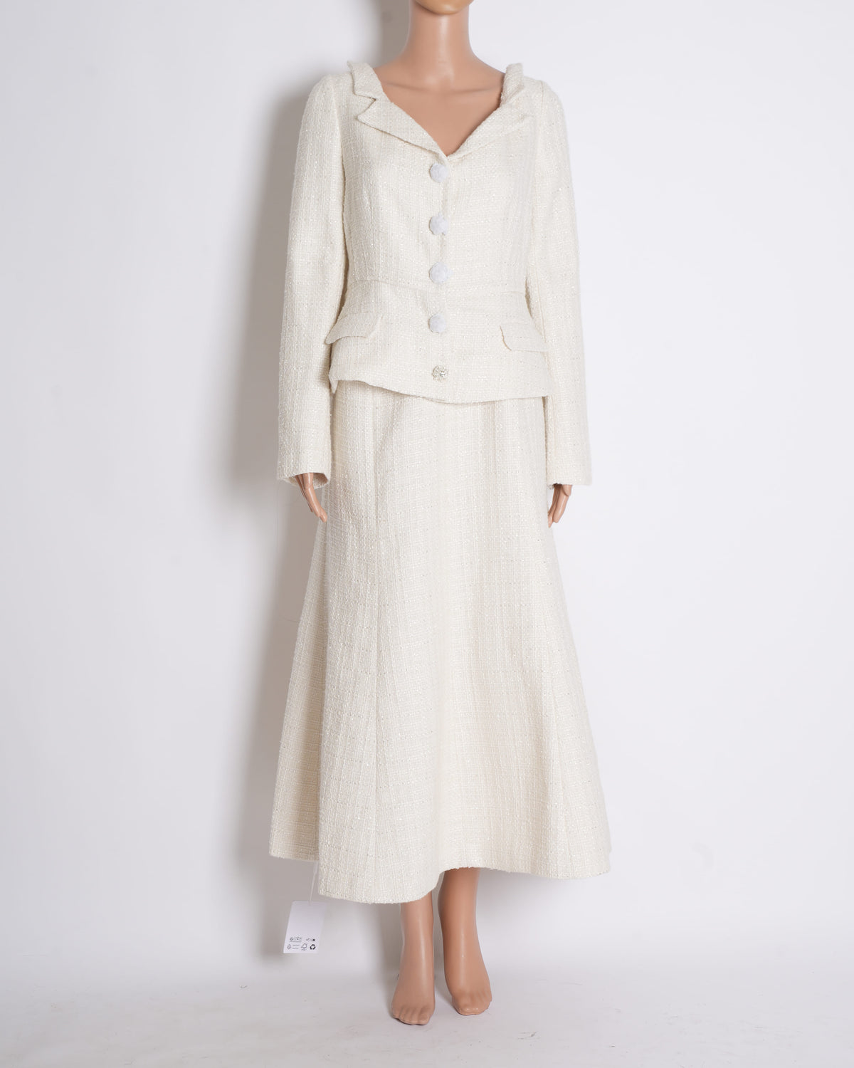 Self-Portrait Cream Bridal boucle midi dress