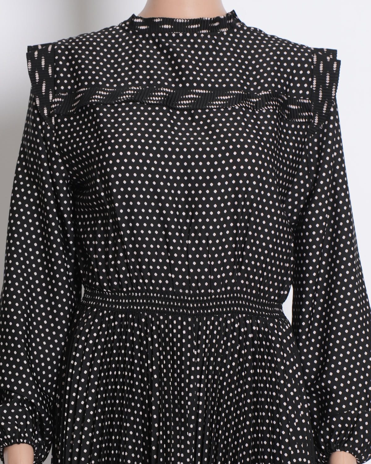 Maje Dress With Balloon Sleeves In Black & White