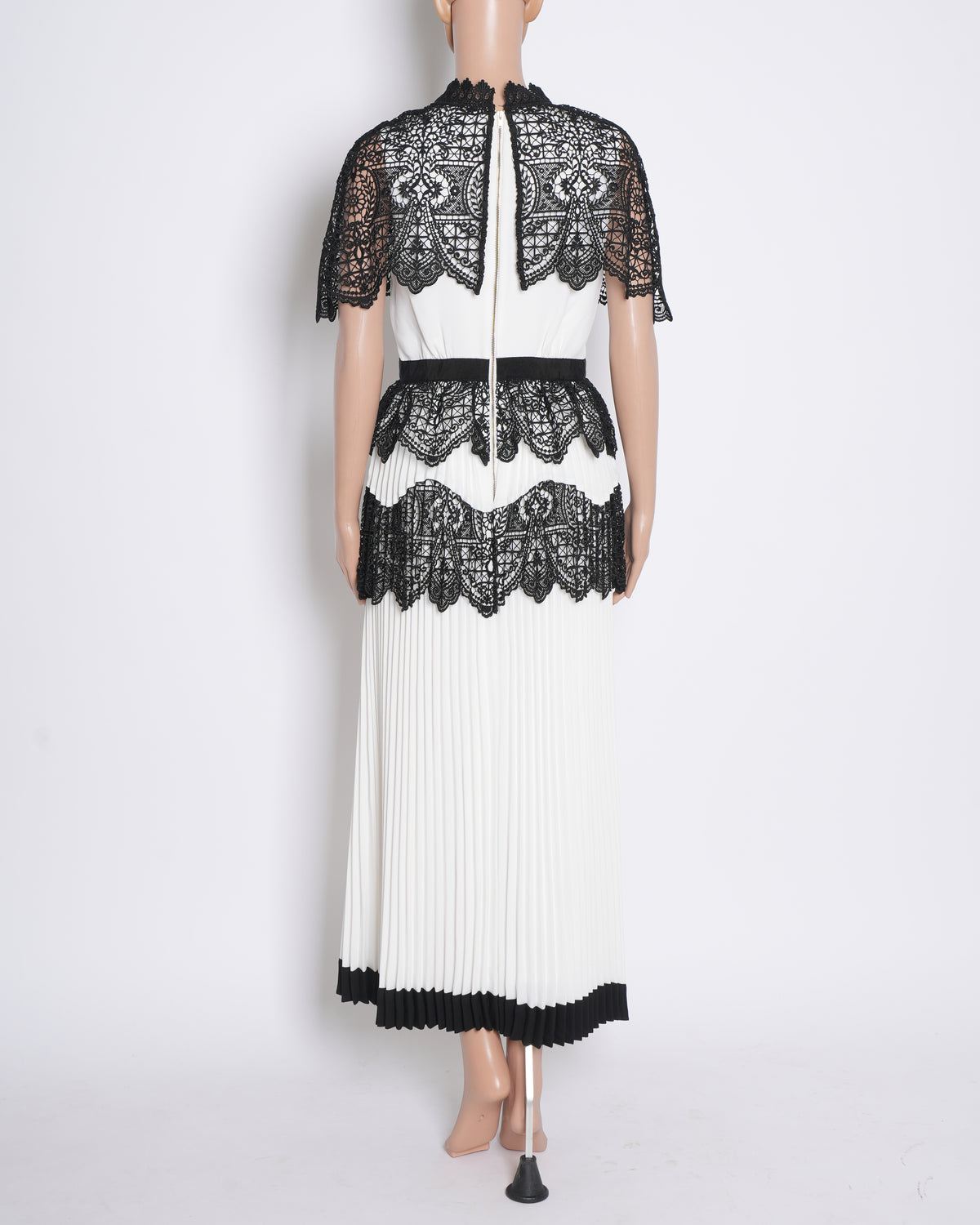 Self Portrait Black & White Dress With Lace Trimming