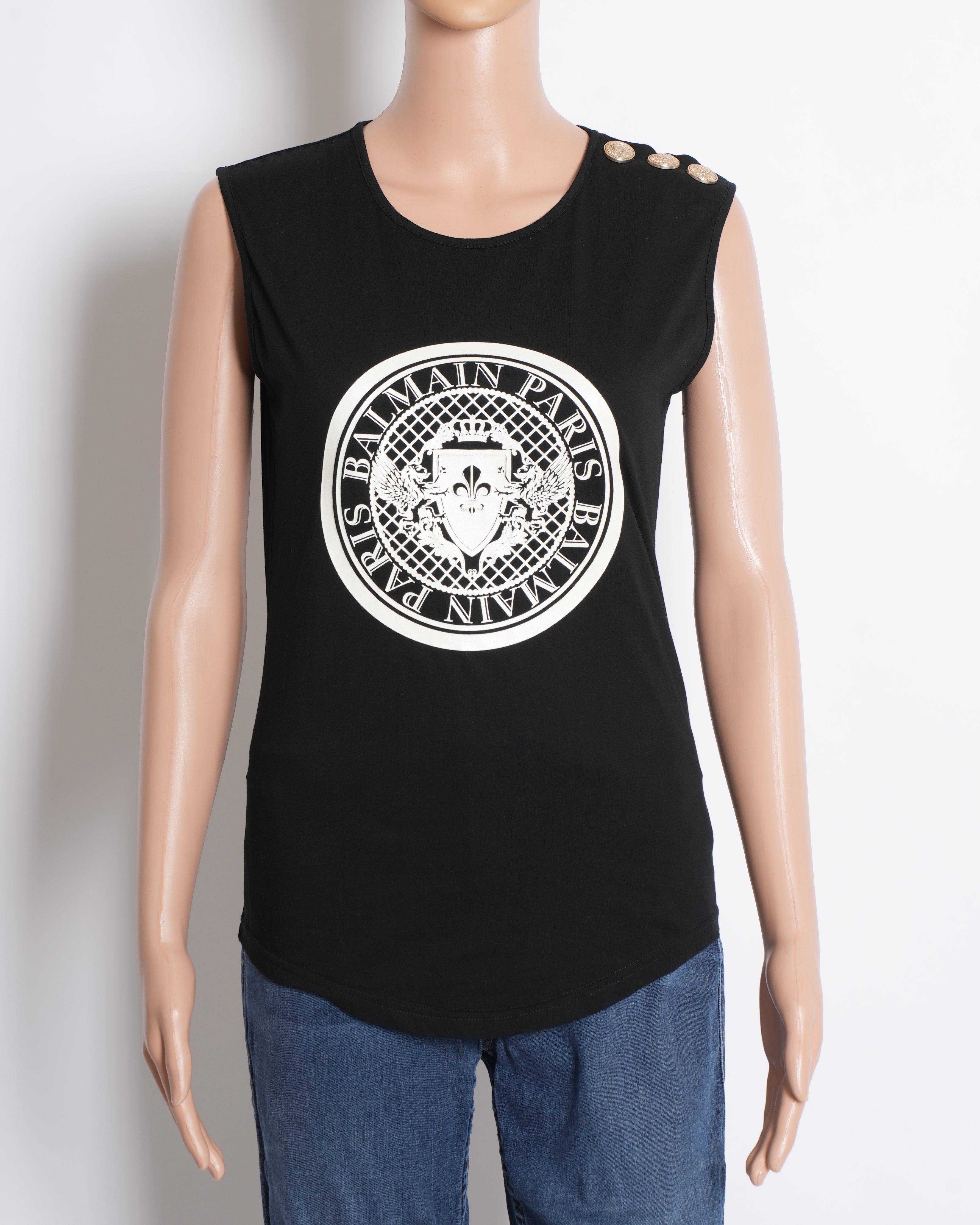 Balmain Paris Women's Tank Top Relaxed Fit In Black