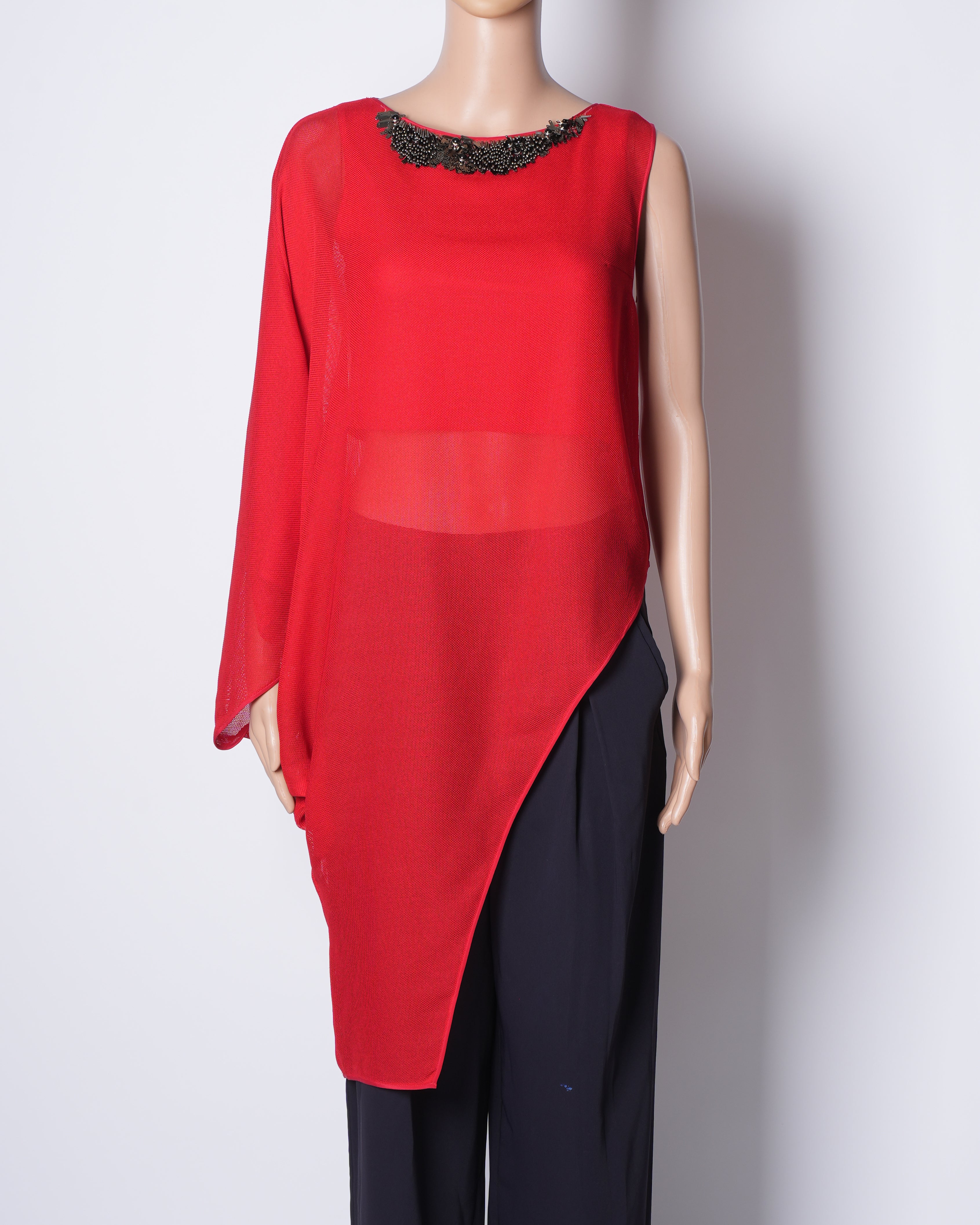 Rohit Gandhi Rahul Khanna Asymmetric Top In Red