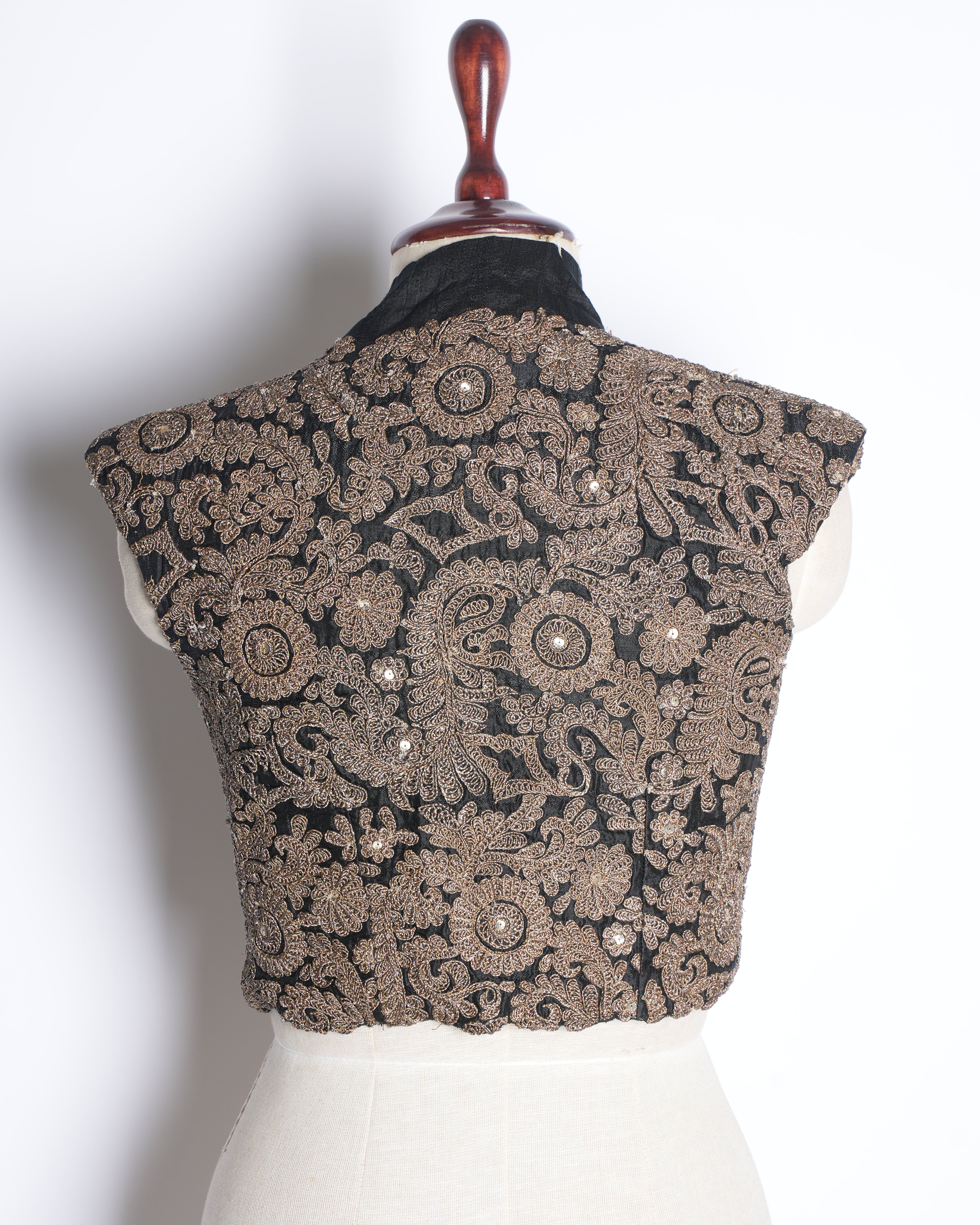 Anamika Khanna Embroidered Top Jacket In Black & Copper