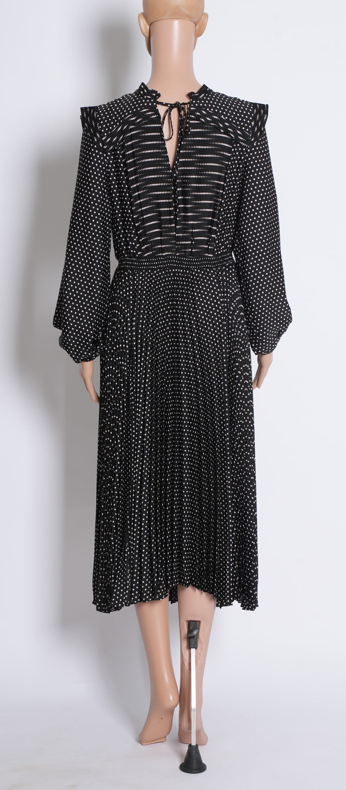 Maje Dress With Balloon Sleeves In Black & White