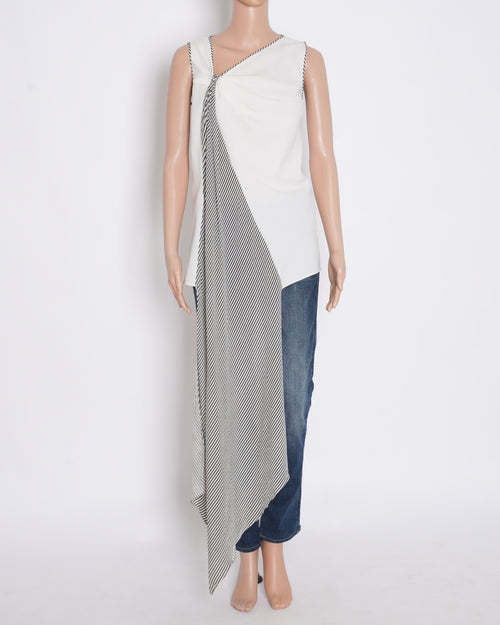 Amit Aggarwal Asymmetrical Black & White Stripe Top