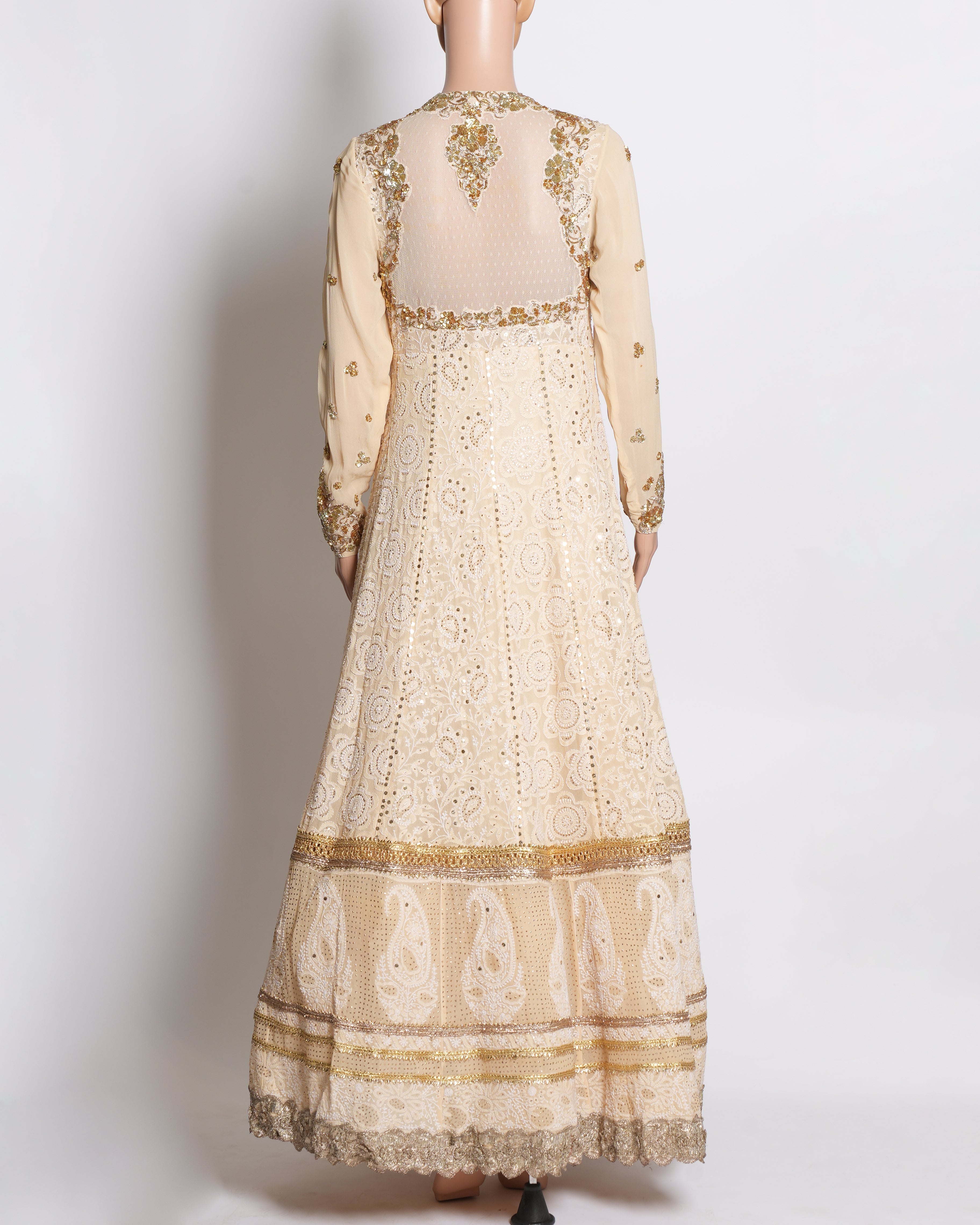 Dolly J Off-white Anarkali With Golden Embroidary