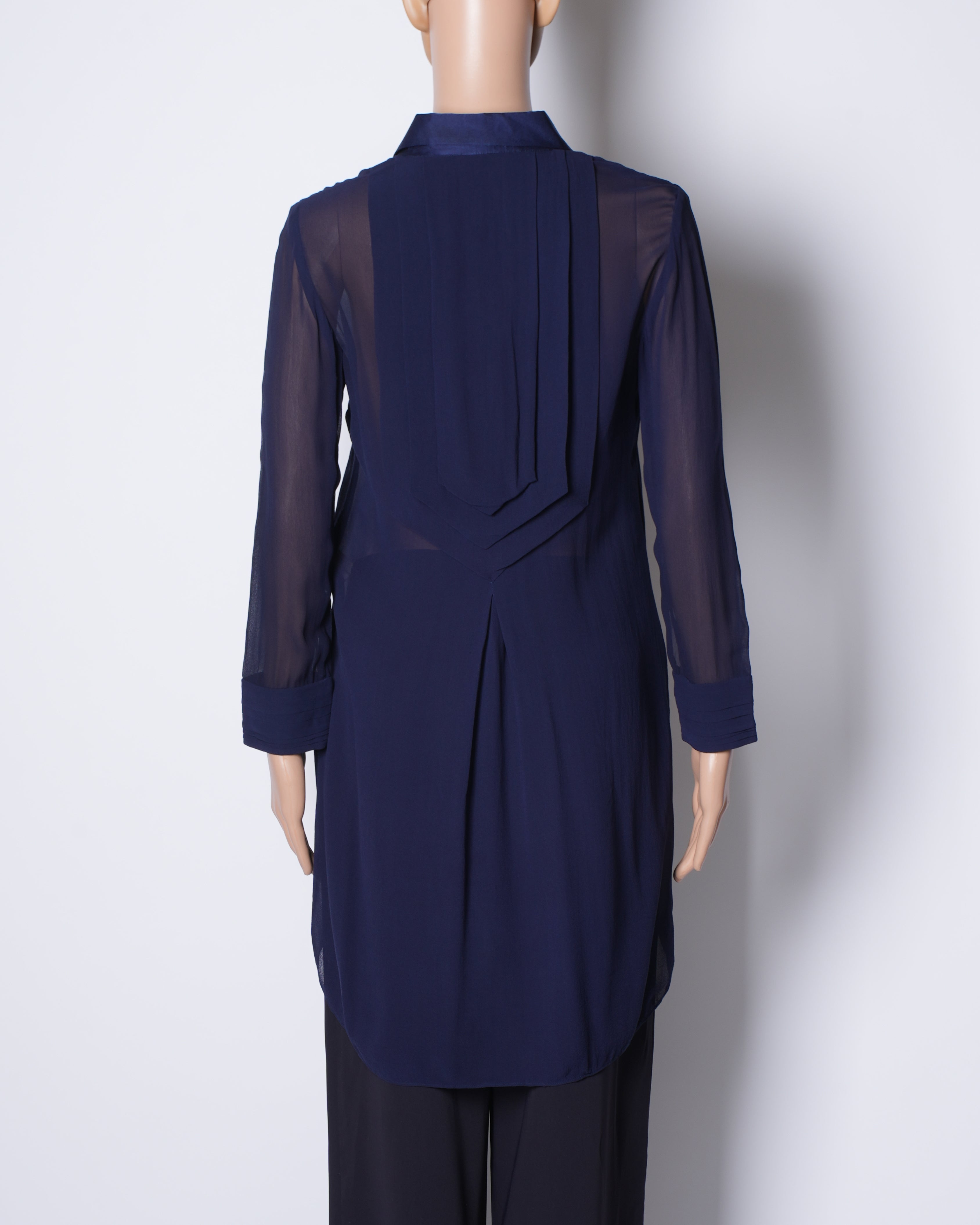 Tarun Tahiliani Blue Collared Sheer Top