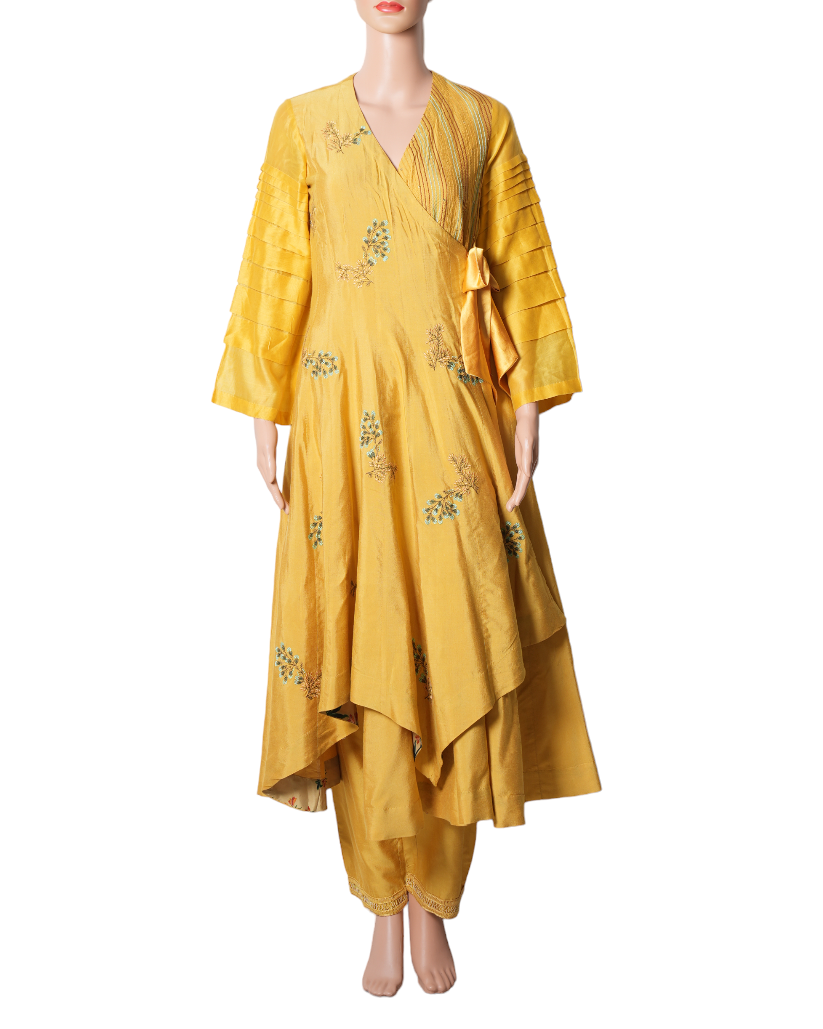 Devnaagri Yellow Angrakha Dress