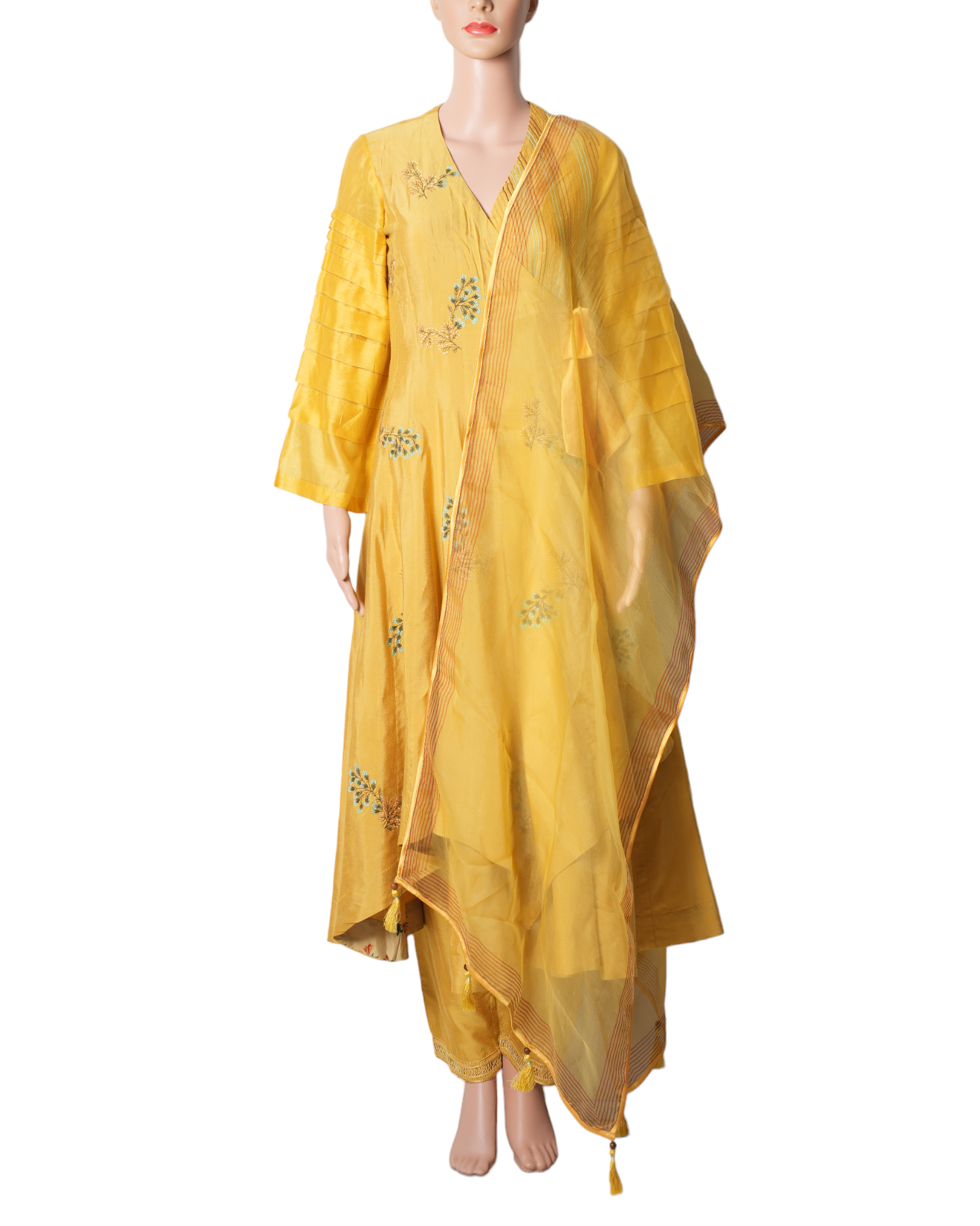 Devnaagri Yellow Angrakha Dress