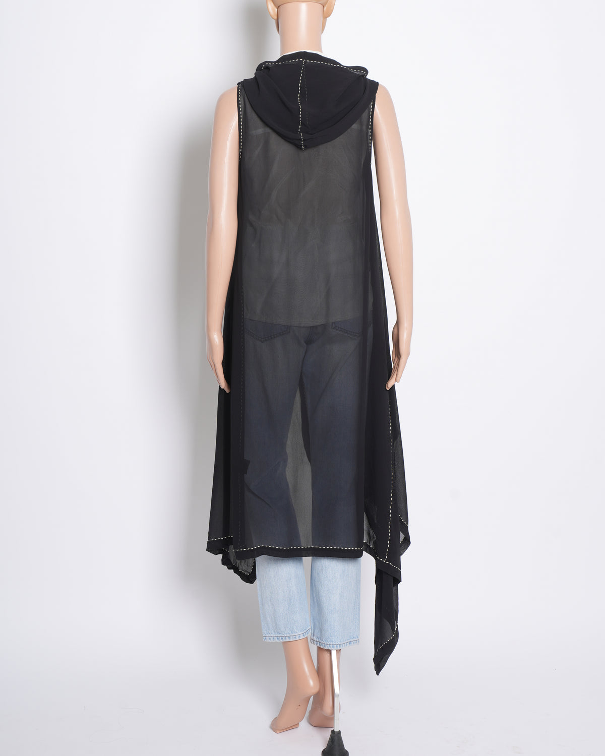 Peachoo Black Sheer Shrug With Scattered Work