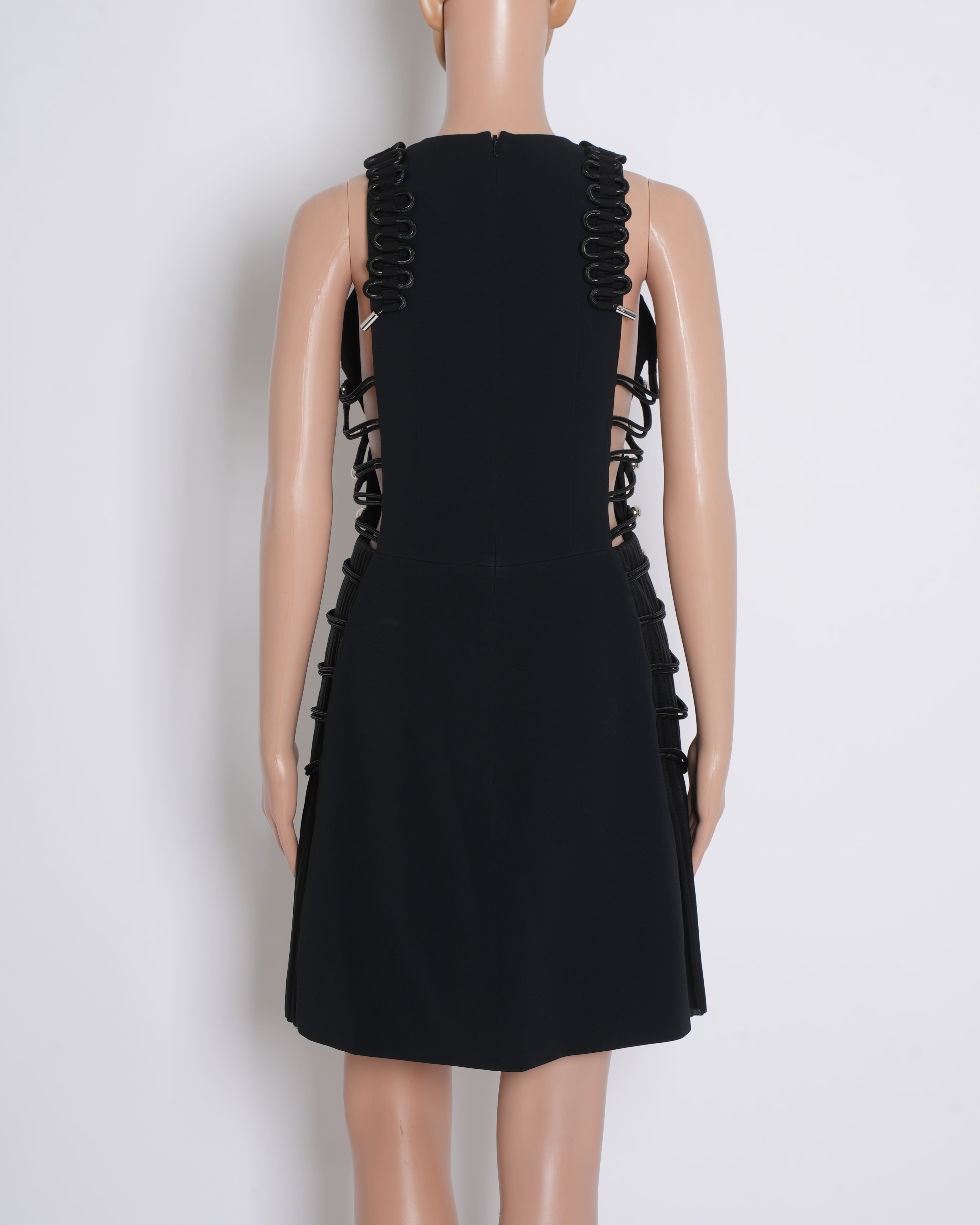 David Koma Black Bodycon Dress with Eyelet & Cord Detailing