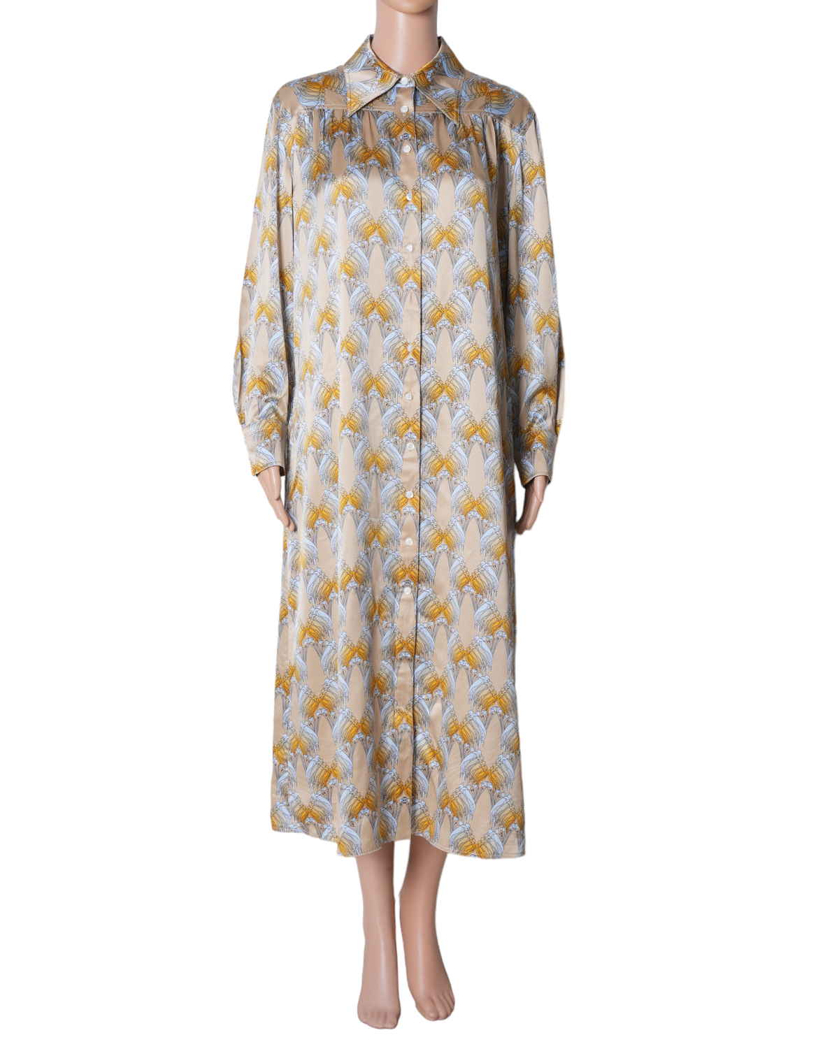 Tory Burch Silk Satin Shirt Dress