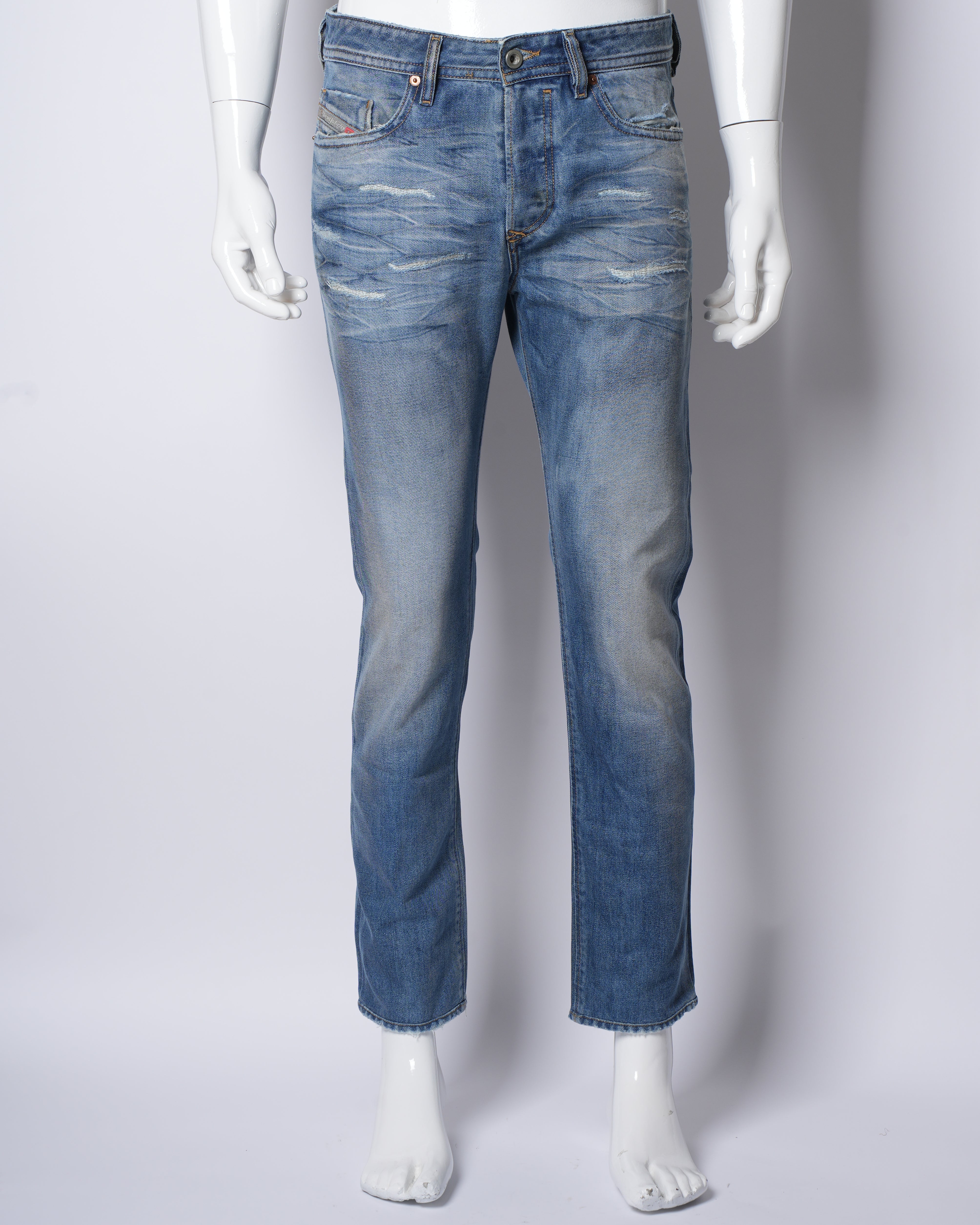 Diesel Horizontal Destressed Look Regular Fit Denims