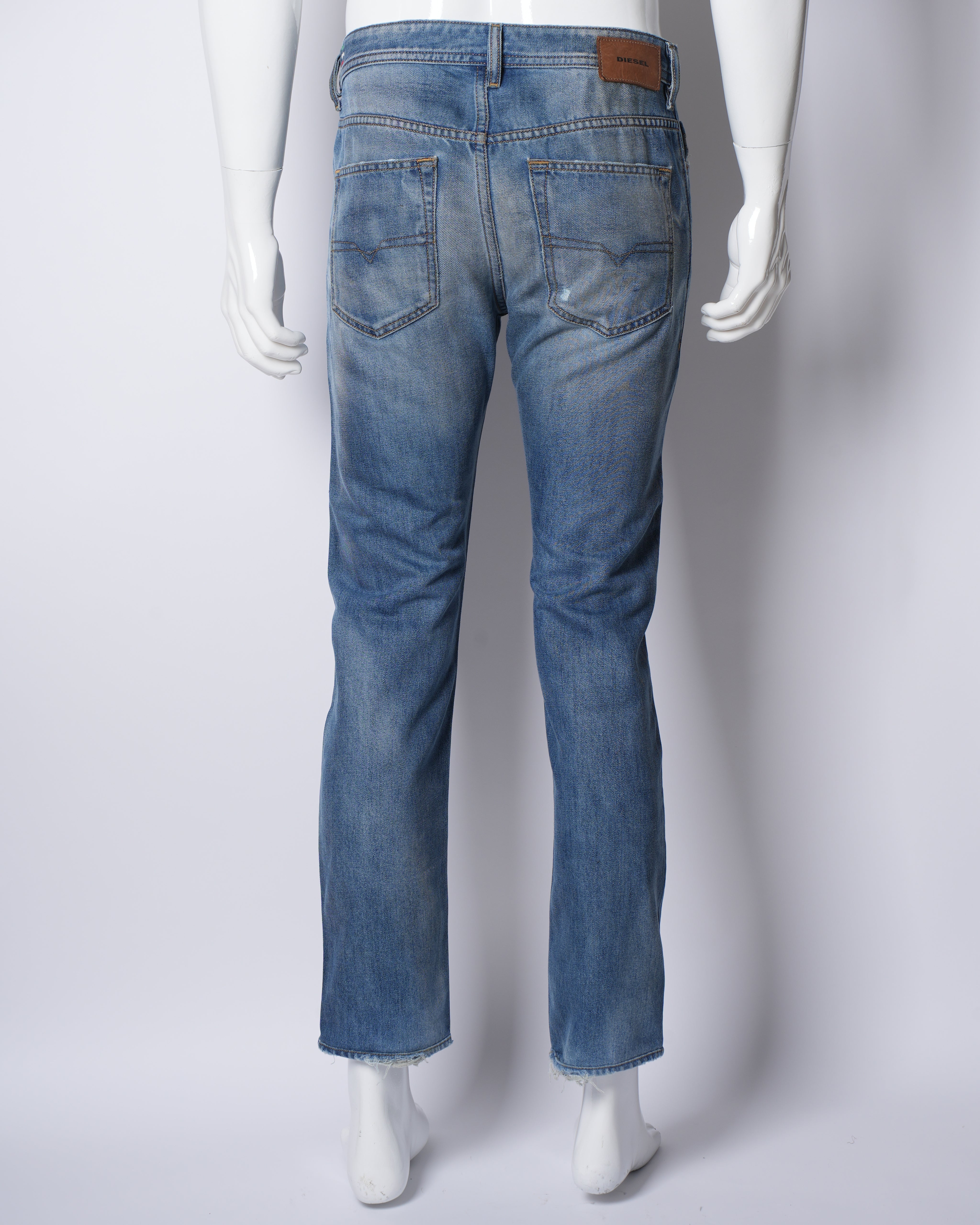 Diesel Horizontal Destressed Look Regular Fit Denims