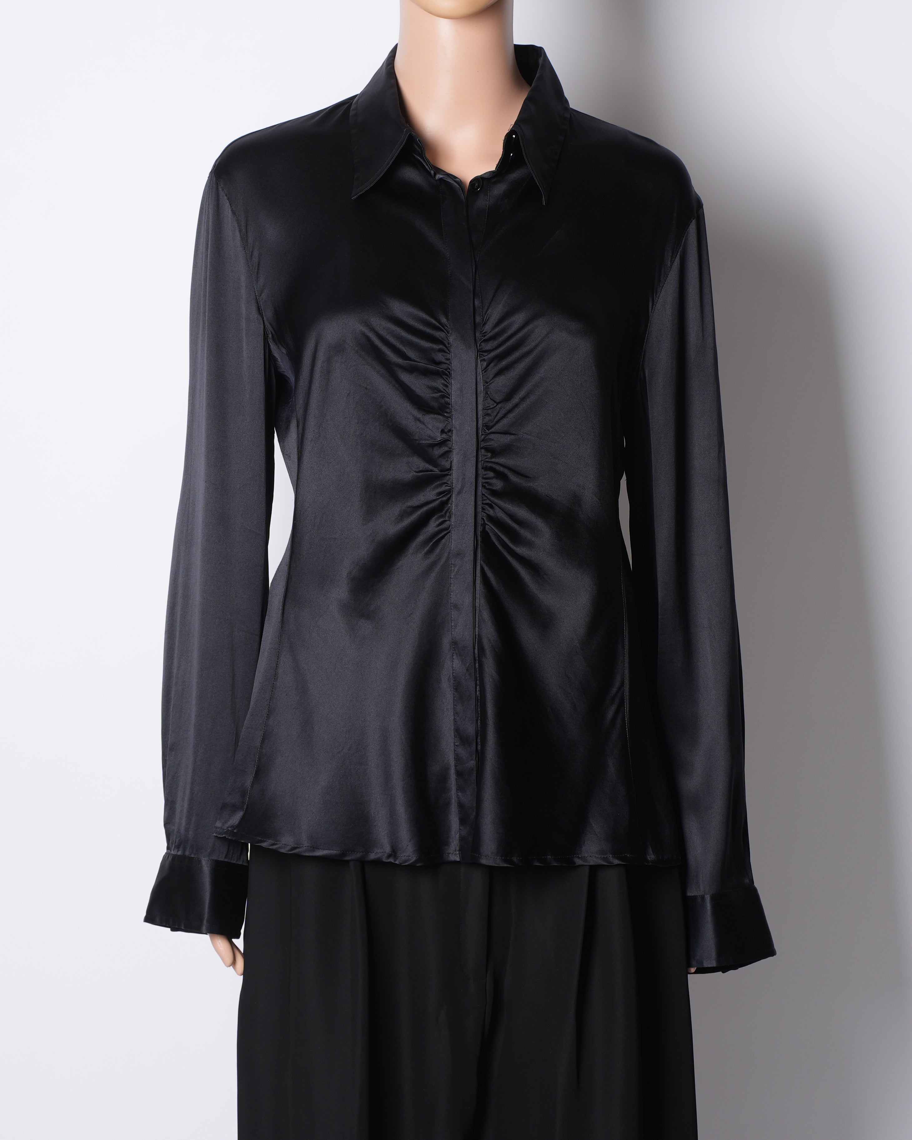 Armani Button Down Black Shirt In Black