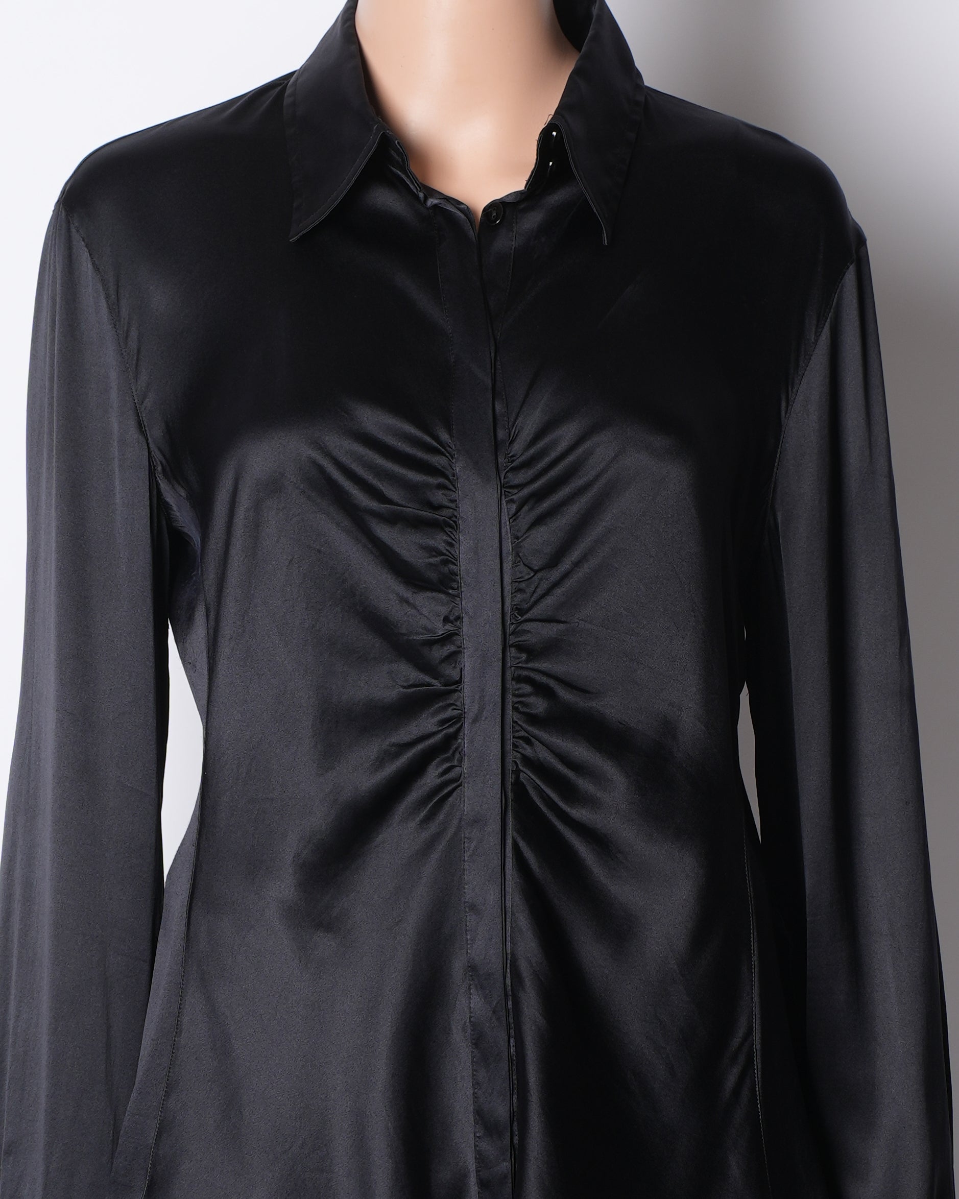 Armani Button Down Black Shirt In Black