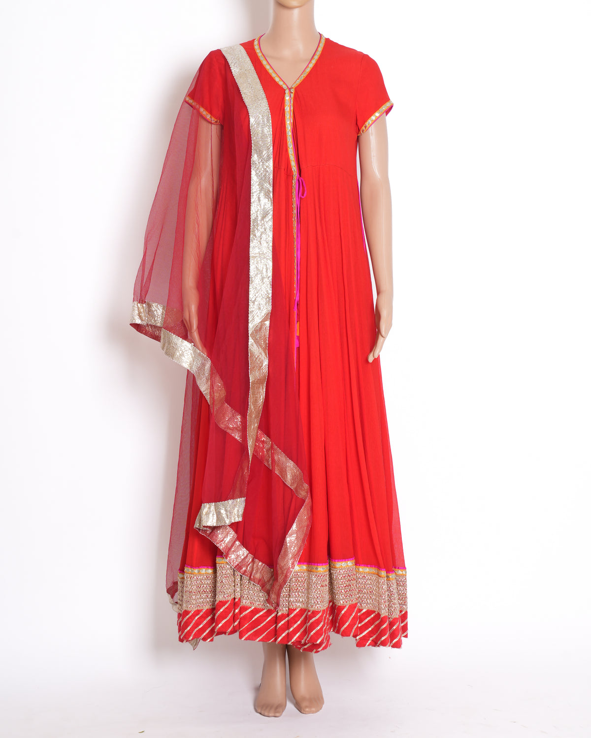 Anita Mody Anarkali Set of 2 in Red